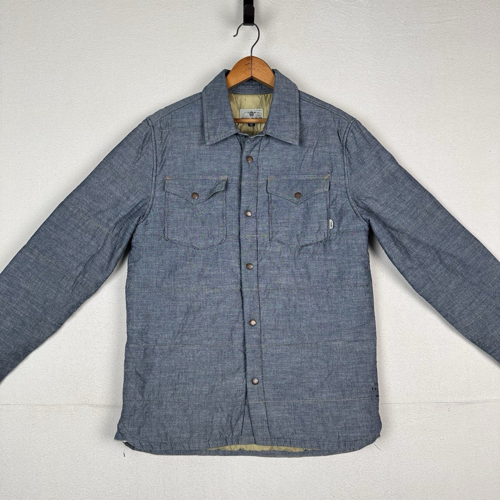 Vans Men’s Medium Denim Puffer Quilted Insulated Jacket Overshirt *Read