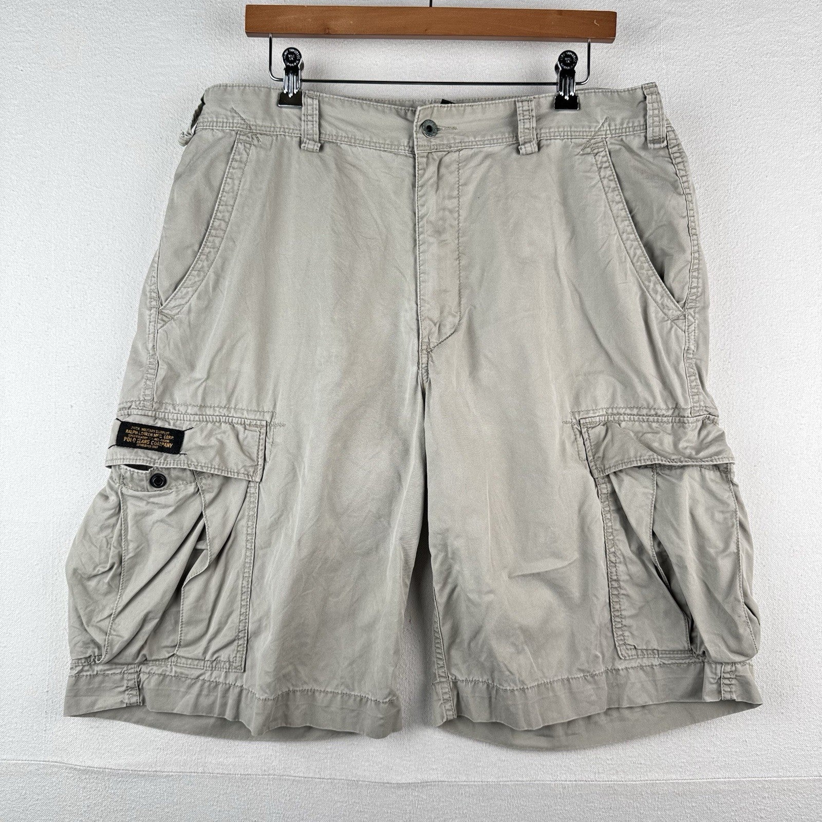 Vtg Ralph Lauren Polo Jeans Co Men’s 36 Cargo Shorts Beige Military Surplus