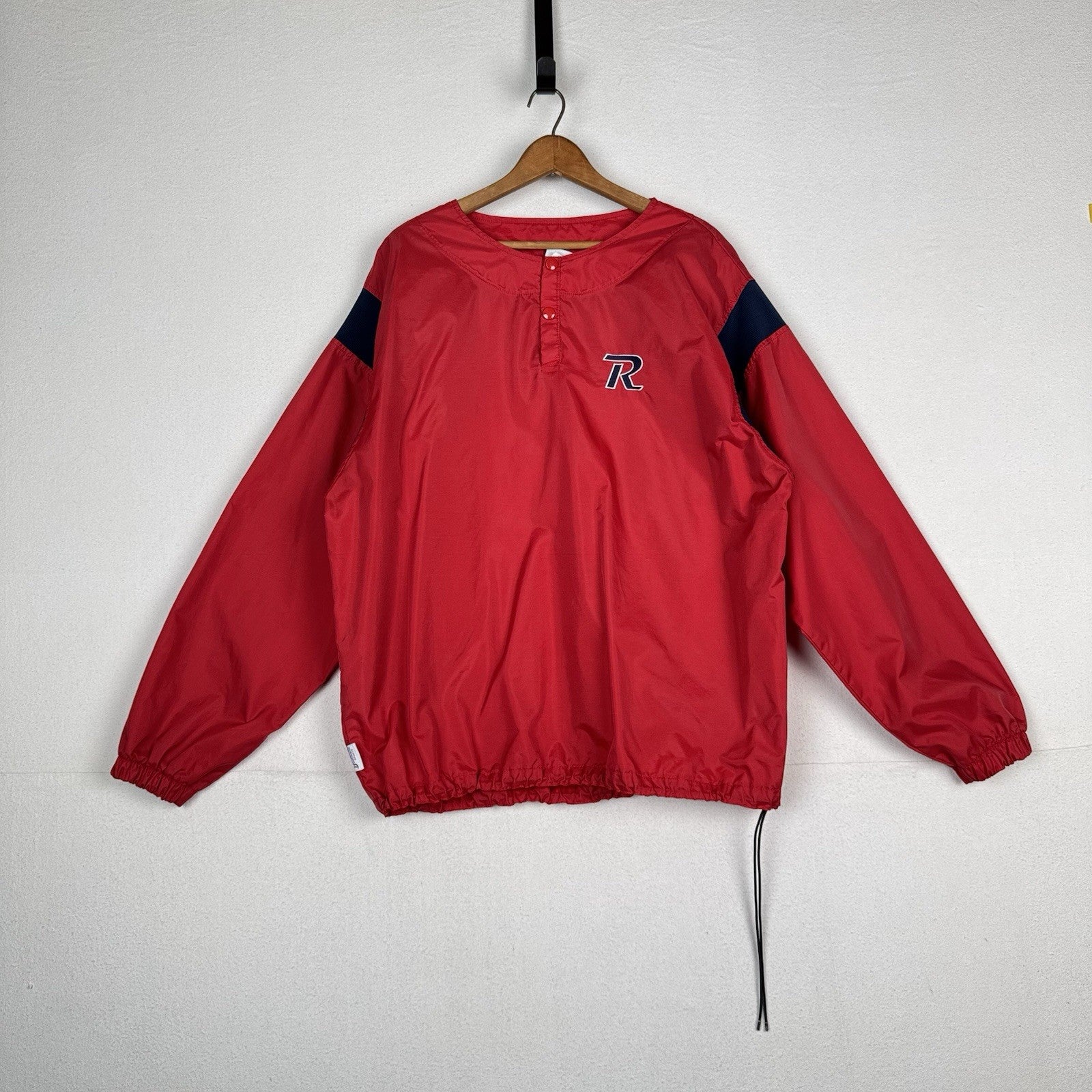 Vtg Boathouse Baseball Club Golf Mens XL Red Windbreaker 1/4 Snap Pullover USA