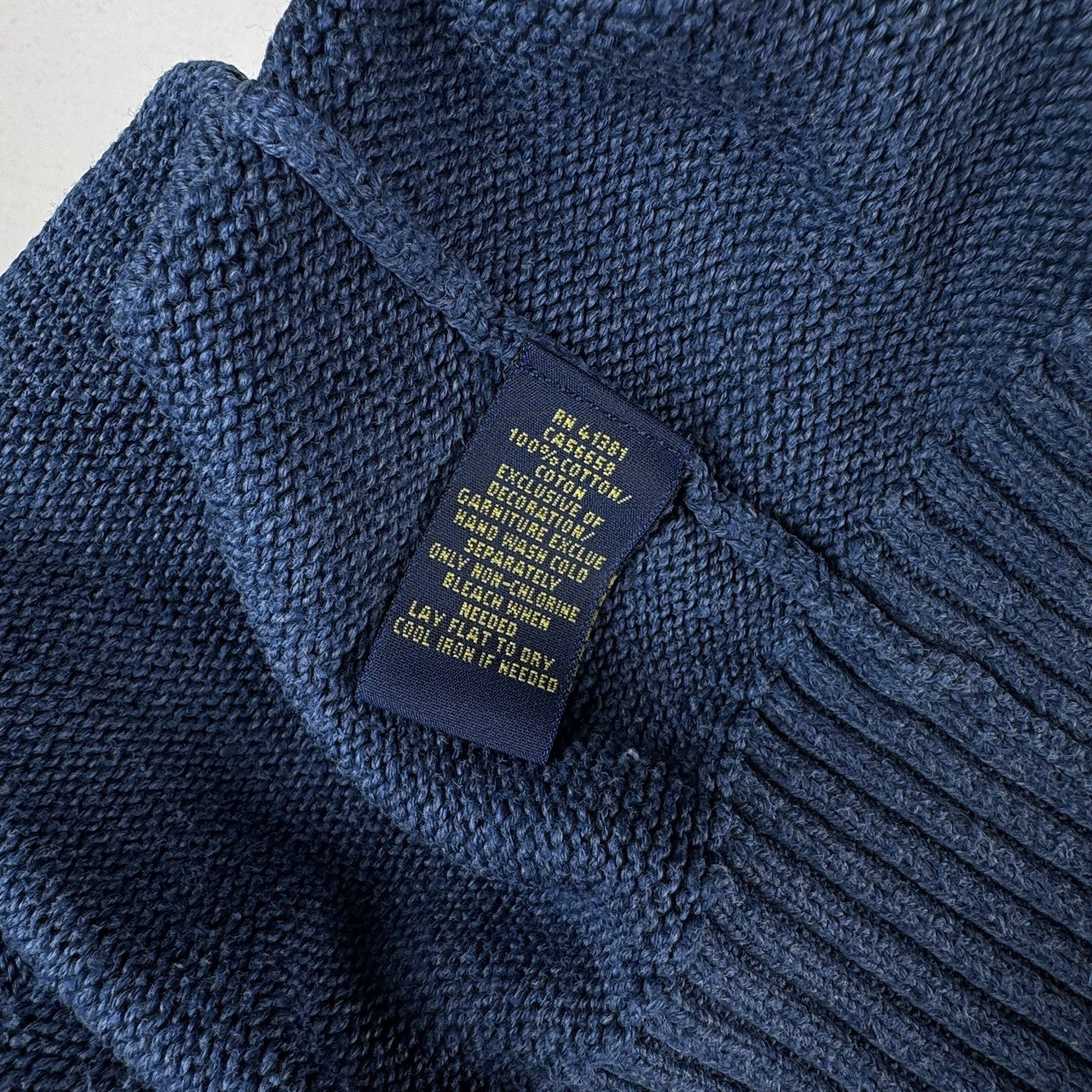 Polo Ralph Lauren 1/4 Button Neck Sweater Men’s 2XL XXL Blue Cotton Pullover