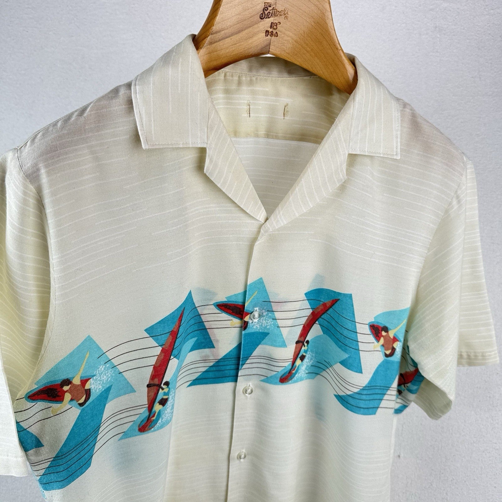 50’s 60’s Vtg Hawaiian Wind Water Surf Camp Resort Shirt Men’s L (40) *No Tag