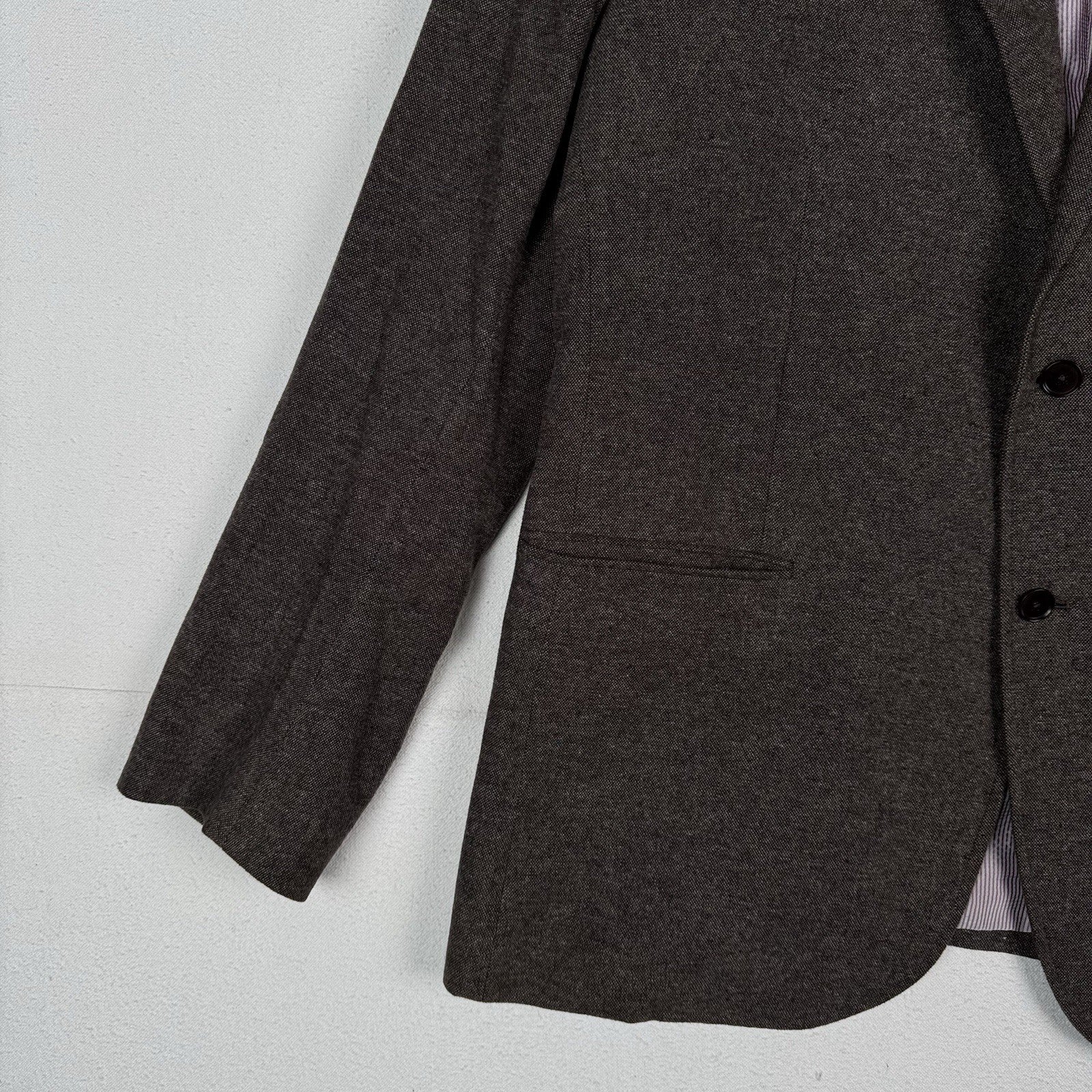 Banana Republic Mens Tailored Fit 48L Brown Textured Weave Italian Elbow Patches