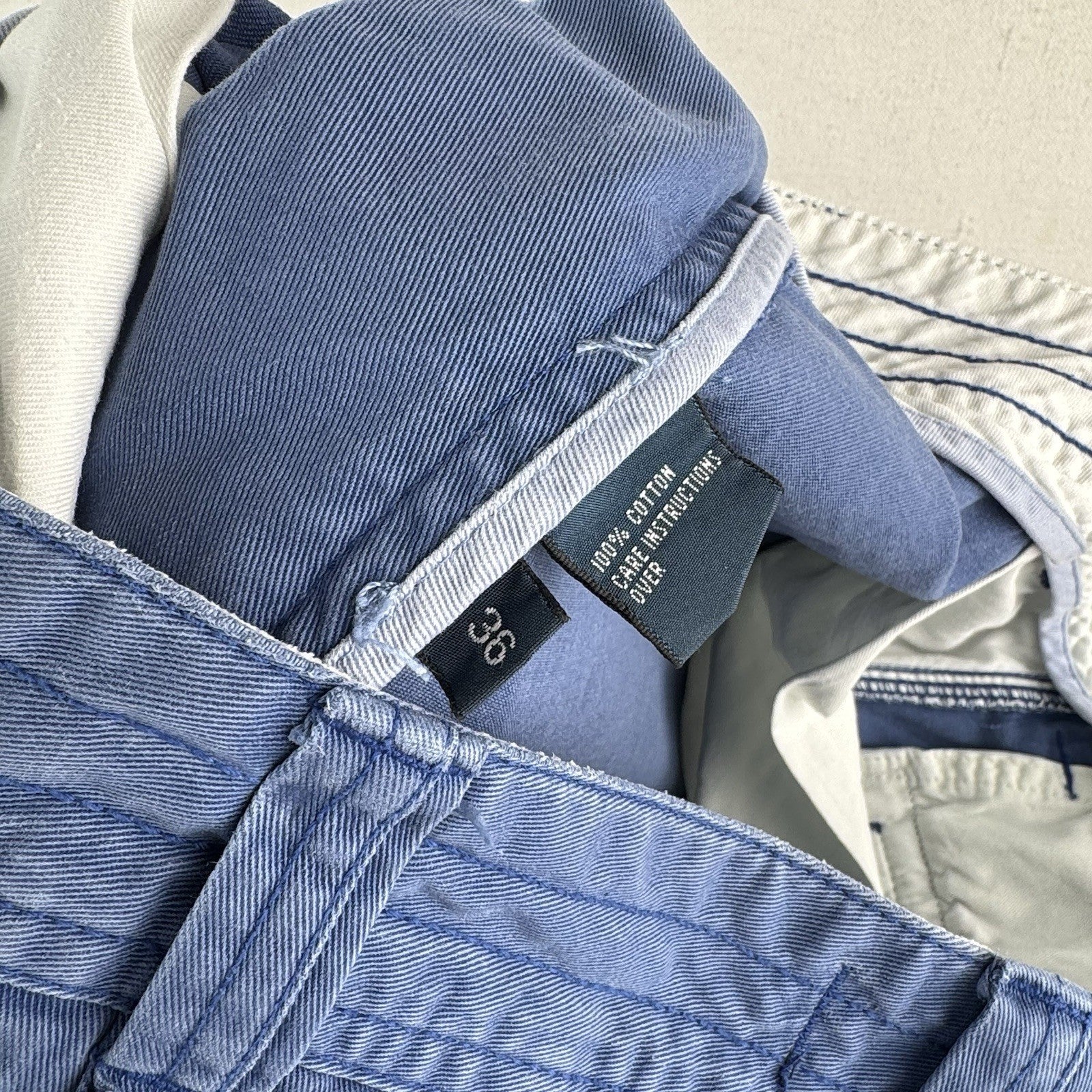 Vtg Polo Ralph Lauren Chino Classic Cargo Shorts Vintage Blue Stonewash 36x9