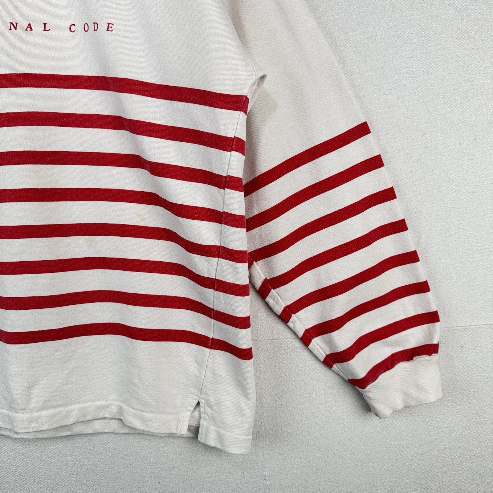 90’s Vtg Gap Red & White Striped Sweatshirt Nautical Flags “Pride” Code XL
