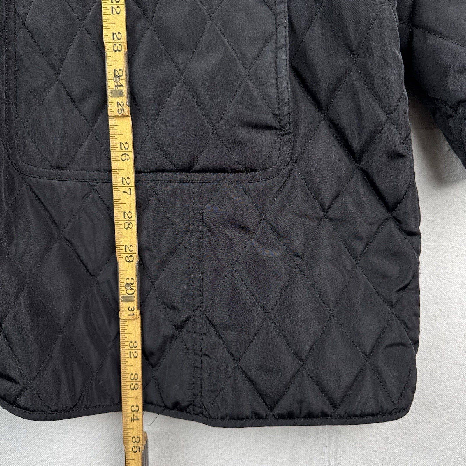 Lauren Ralph Lauren Diamond Quilted Women's 2X Black Hooded Jacket Elbow Patches