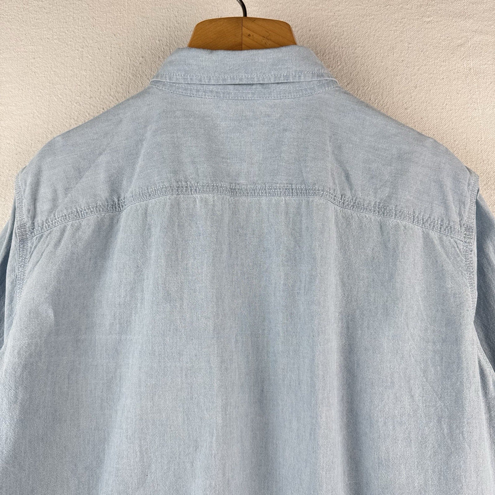 Lauren Ralph Lauren Women's 2X Blue Chambray Button Down Shirt 100% Cotton