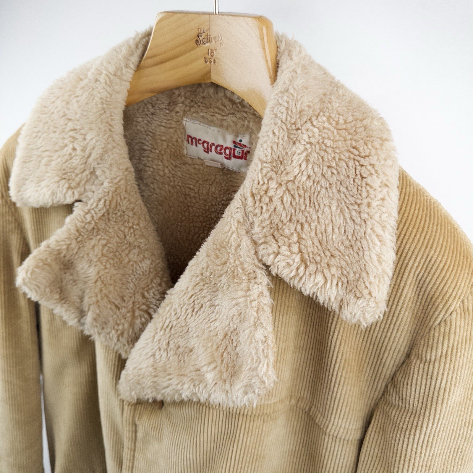 70’s Vtg Mcgregor Corduroy Sherpa Ranch Car Coat Men’s 42 Long Camel Brown
