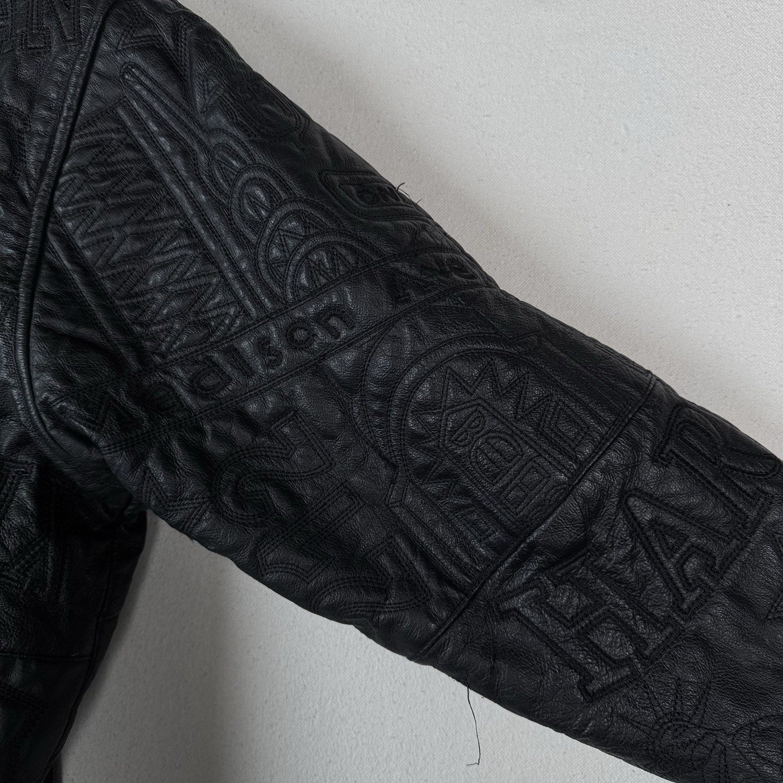 Vtg East Side Outerwear NYC Embroidered Leather Bomber Jacket Men’s  XL -Read*