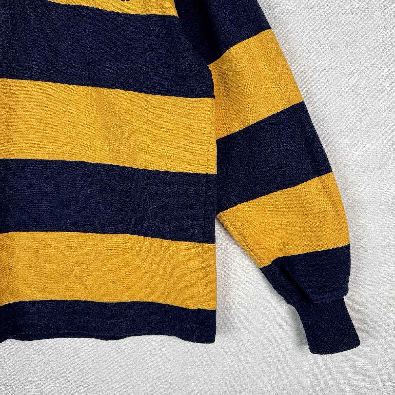 Barbarian Rugby Wear Men’s Large Soccer Navy & Yellow Striped Rugby Shirt