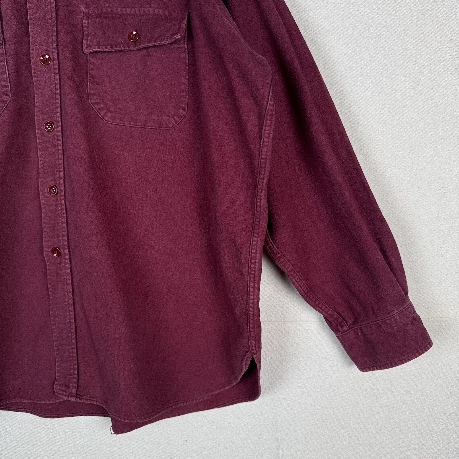 Vintage L.L. Bean Men’s XL Chamois Heavy Flannel Shirt Burgundy Made in USA