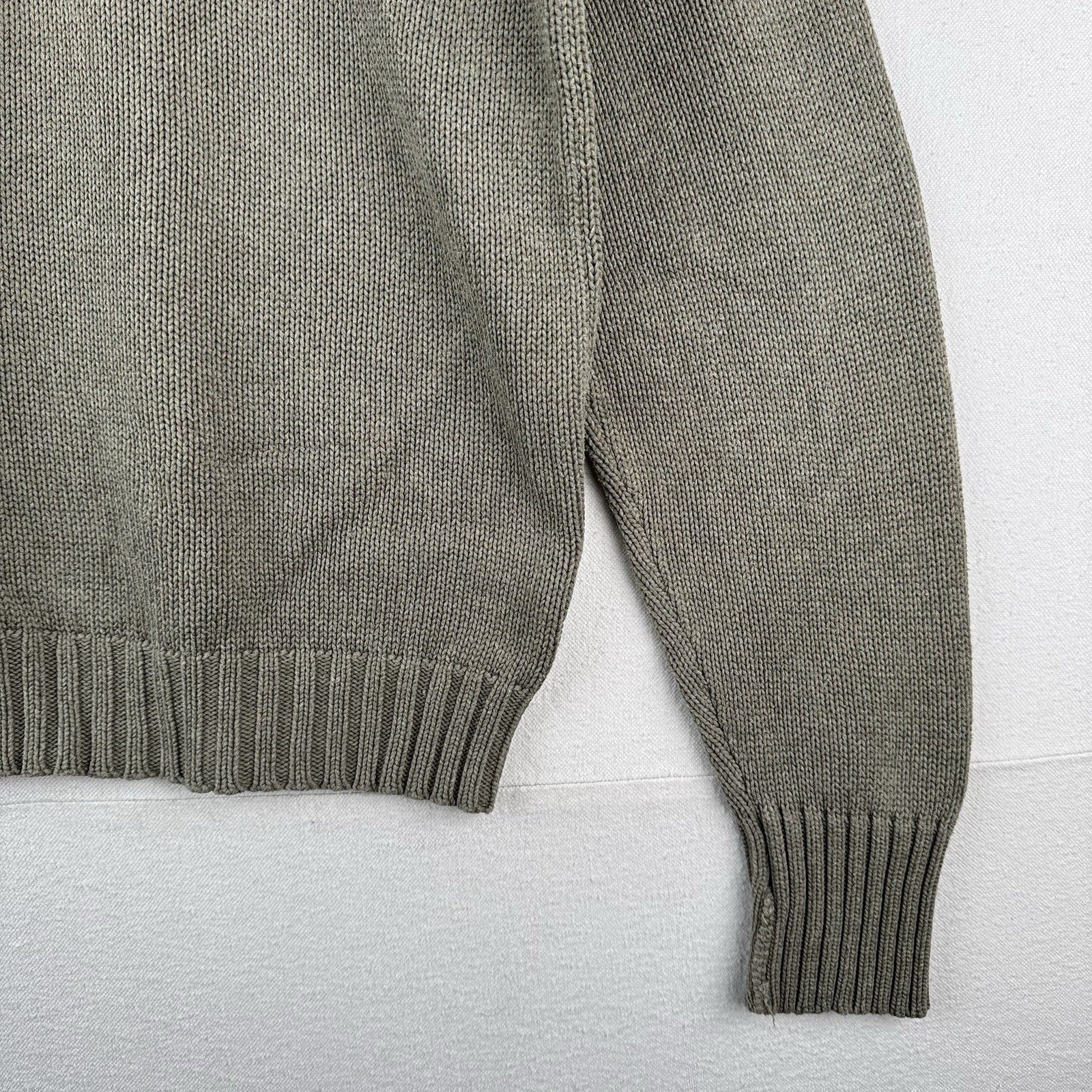 90s Vintage Polo Ralph Lauren Men’s M Olive Marled Knit Sweater 100% Cotton