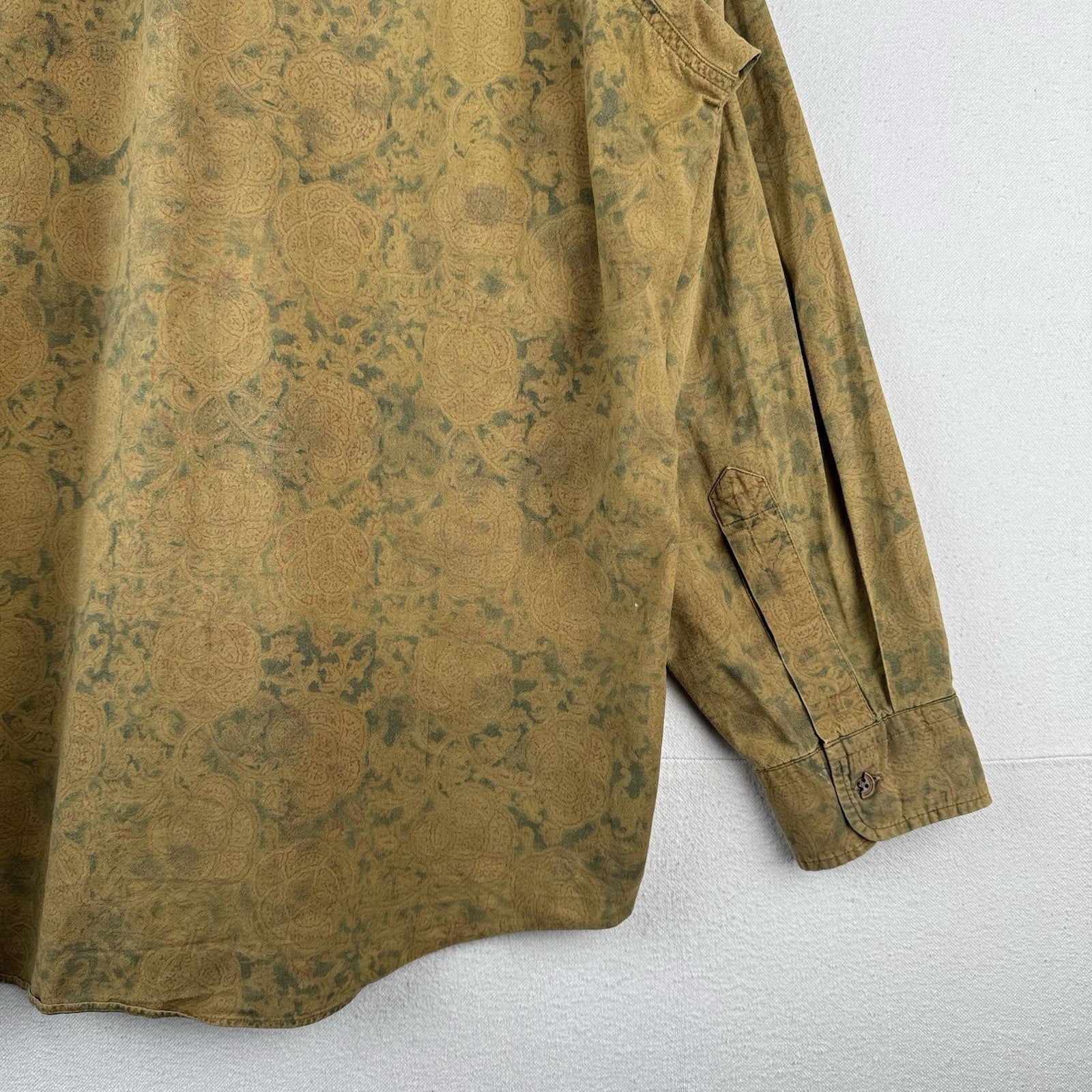 90’s Vtg Polo Ralph Lauren Safari Paisley Ink Wash Floral Button Shirt Mens 2XL