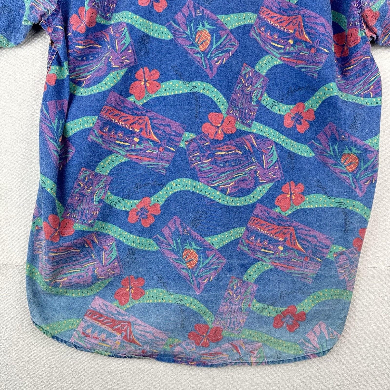 90's Vtg American Eagle Hawaiian Shirt Men's L Oversized Floral Made In USA Rare