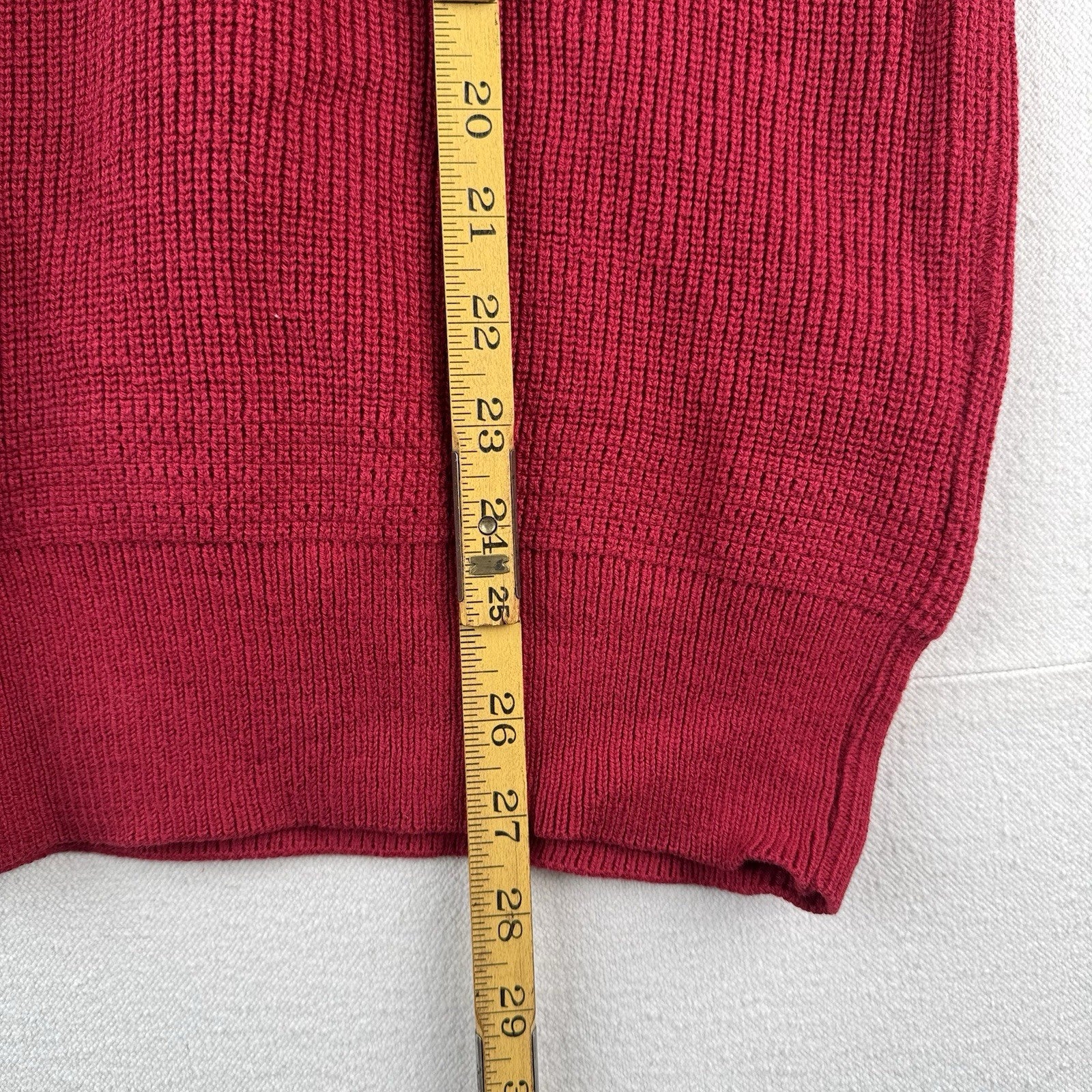 90s Vintage LL Bean Men's Large Red Henley Fisherman Sweater Made In USA