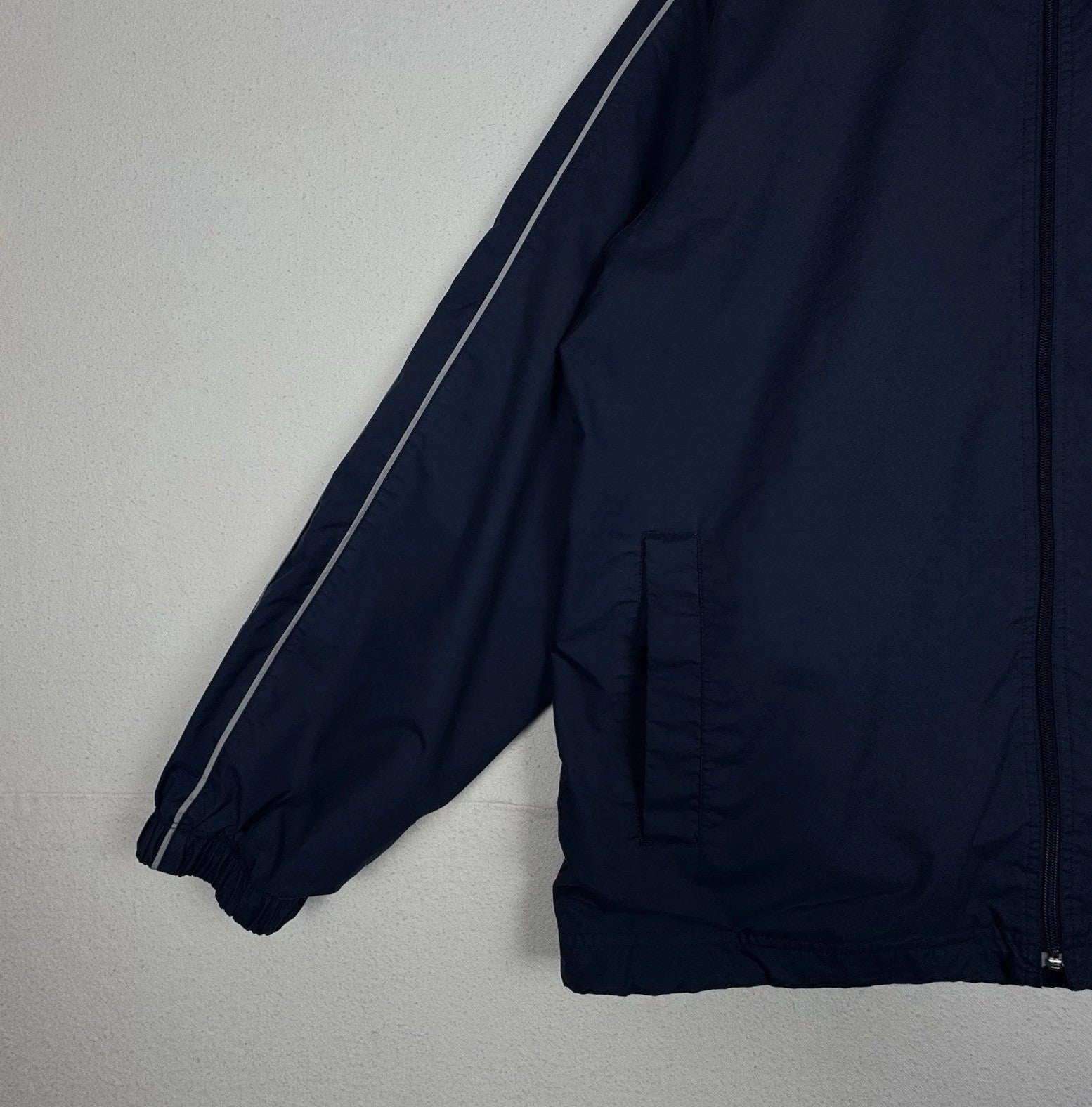 Vintage 90s Nike Jacket Mens XL Navy Blue Full Zip Nylon Windbreaker Jacket