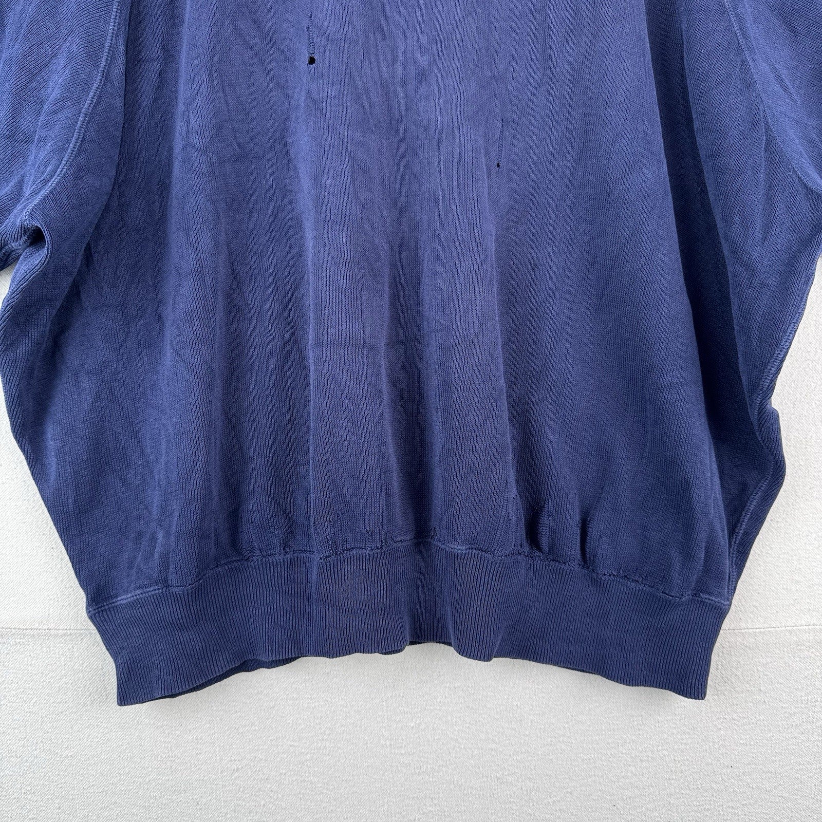 90’s Vtg Polo Ralph Lauren Raglan Short Sleeve Sweatshirt Blue XL *Distressed