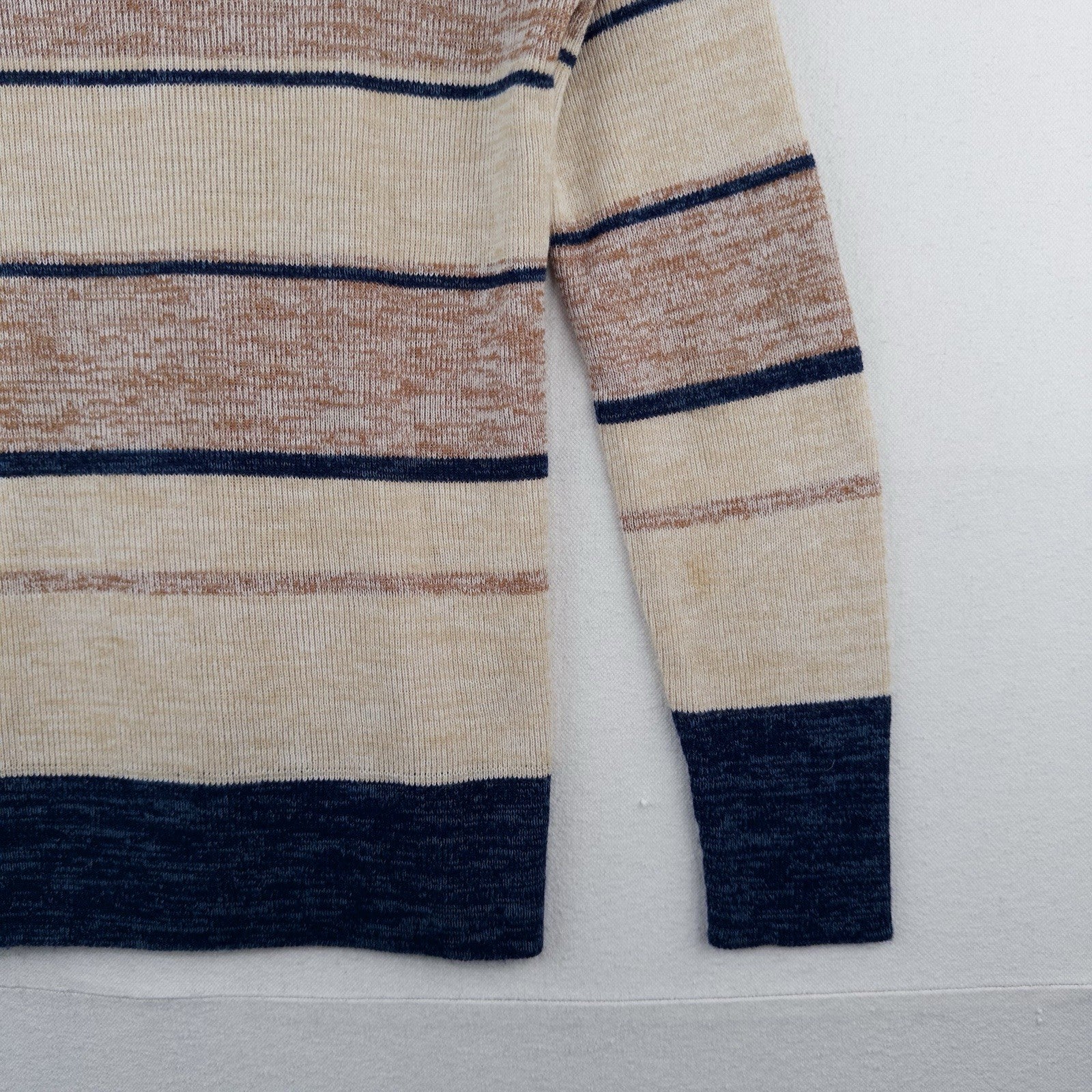 70’s Vtg Columbiaknit Johnny Collar V Neck Sweater Mens Medium Cream Blue Stripe