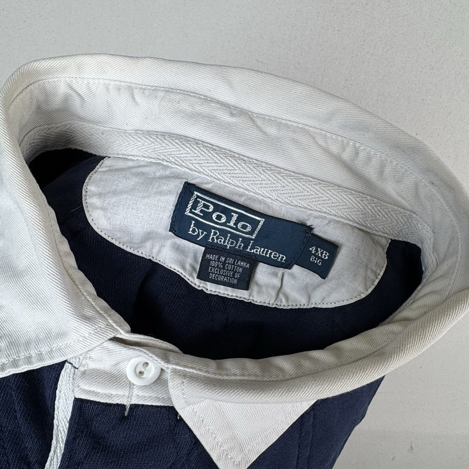 Polo Ralph Lauren Rugby Shirt 4XLB 4XL Big Blue Quilted Shoulder Elbow Patch