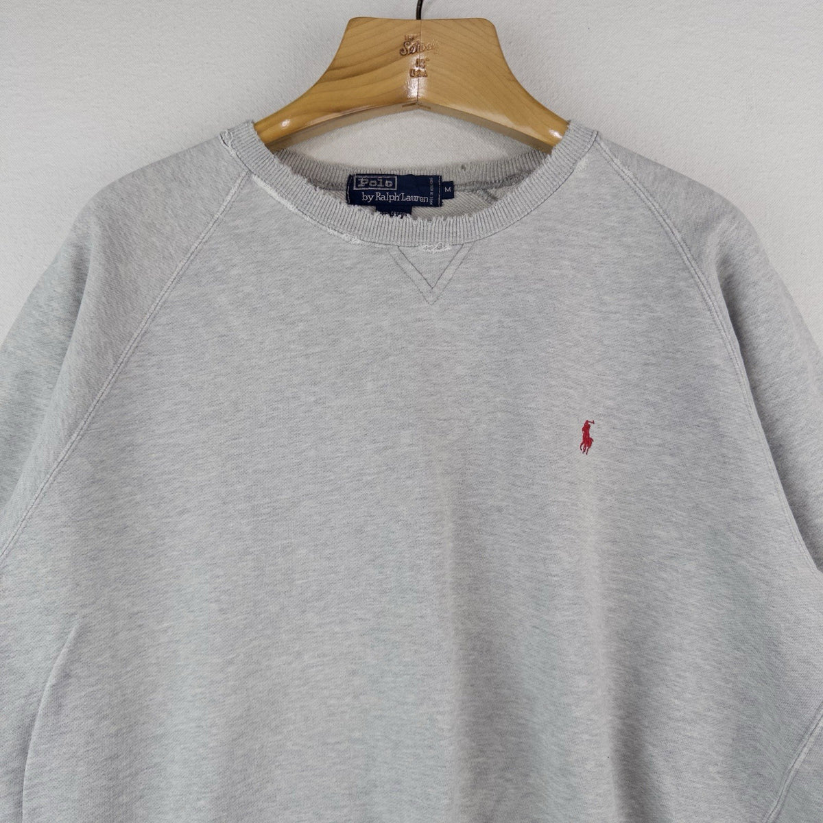 90’s Vtg Polo Ralph Lauren Sweatshirt Men’s M Gray 100% Cotton *Distressed