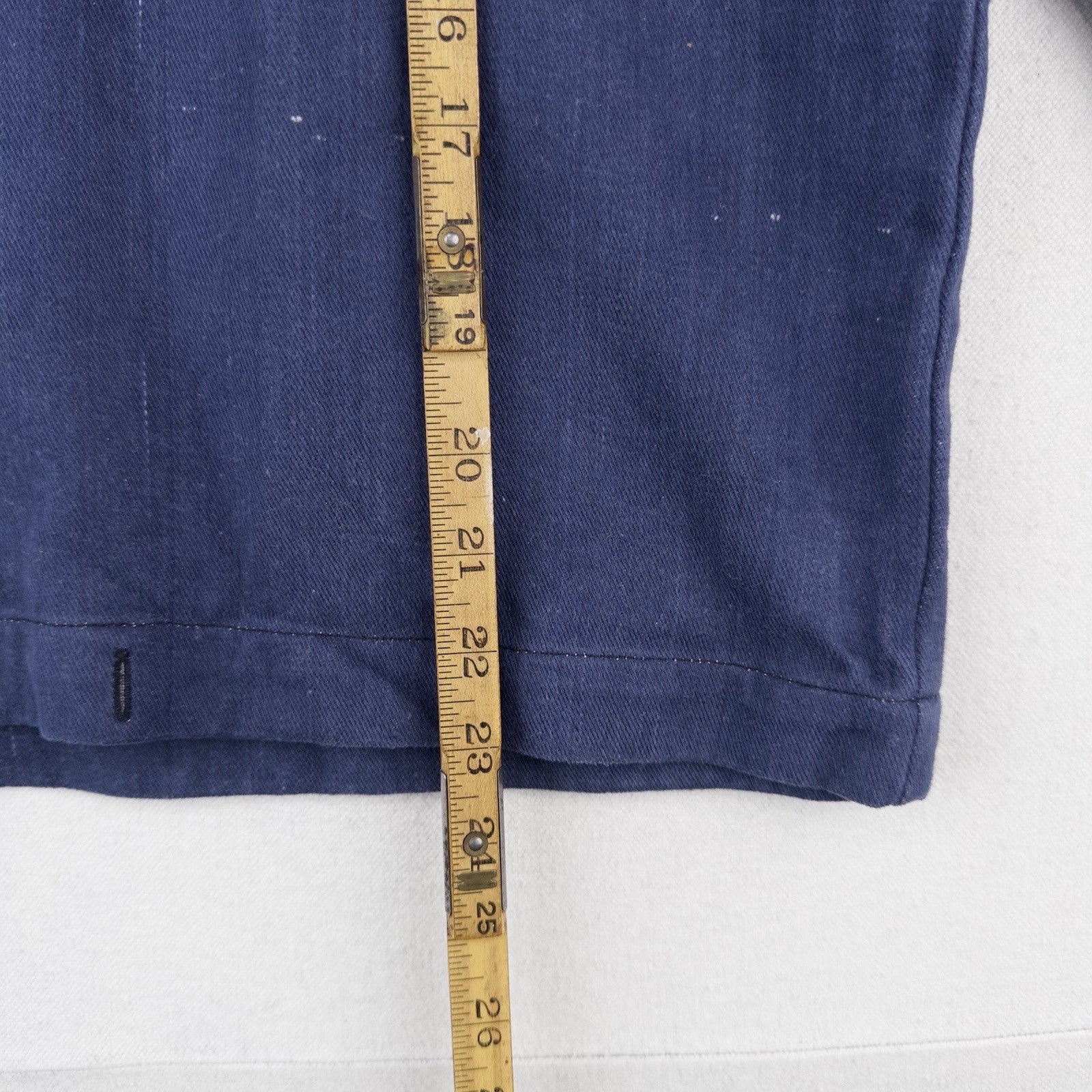 80’s Vtg Chinawear Popover Indigo Denim Work Shirt Long Sleeve Unisex Small (34)