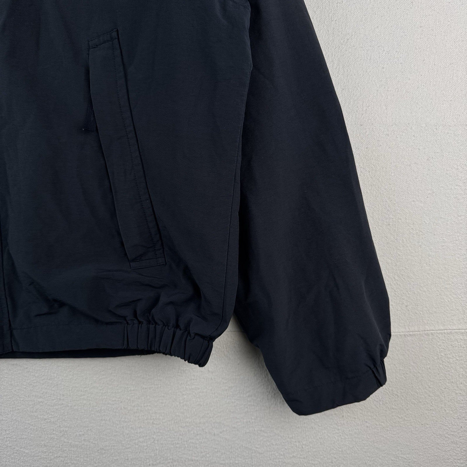 90’s Vtg Nautica NS-83 Windbreaker Hideaway Hood Jacket Mens L Merrill Lynch