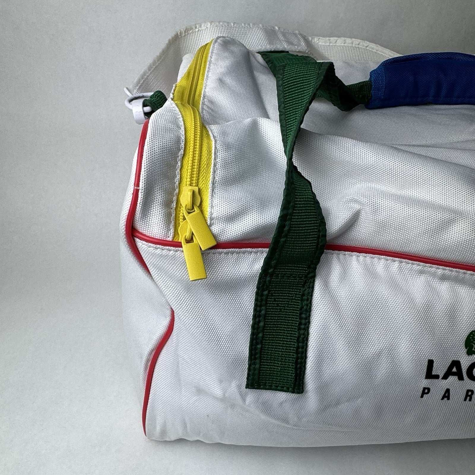 Vintage Lacoste Parfums Duffle Bag White Gym Essential 22”x10”x12”
