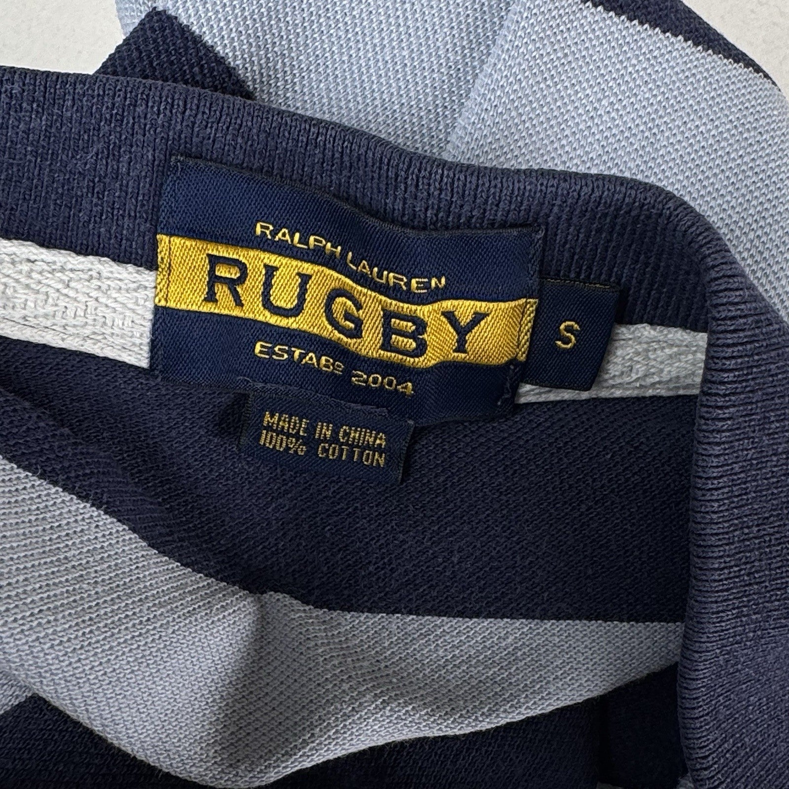 Ralph Lauren Rugby Short Sleeve Striped Blue Mesh Polo Shirt Mens Small