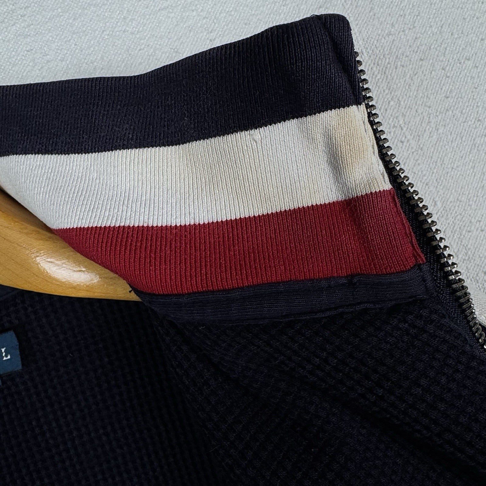 Vtg Polo Ralph Lauren Men L Blue Waffle Lined Track Jacket Heavyweight *Read