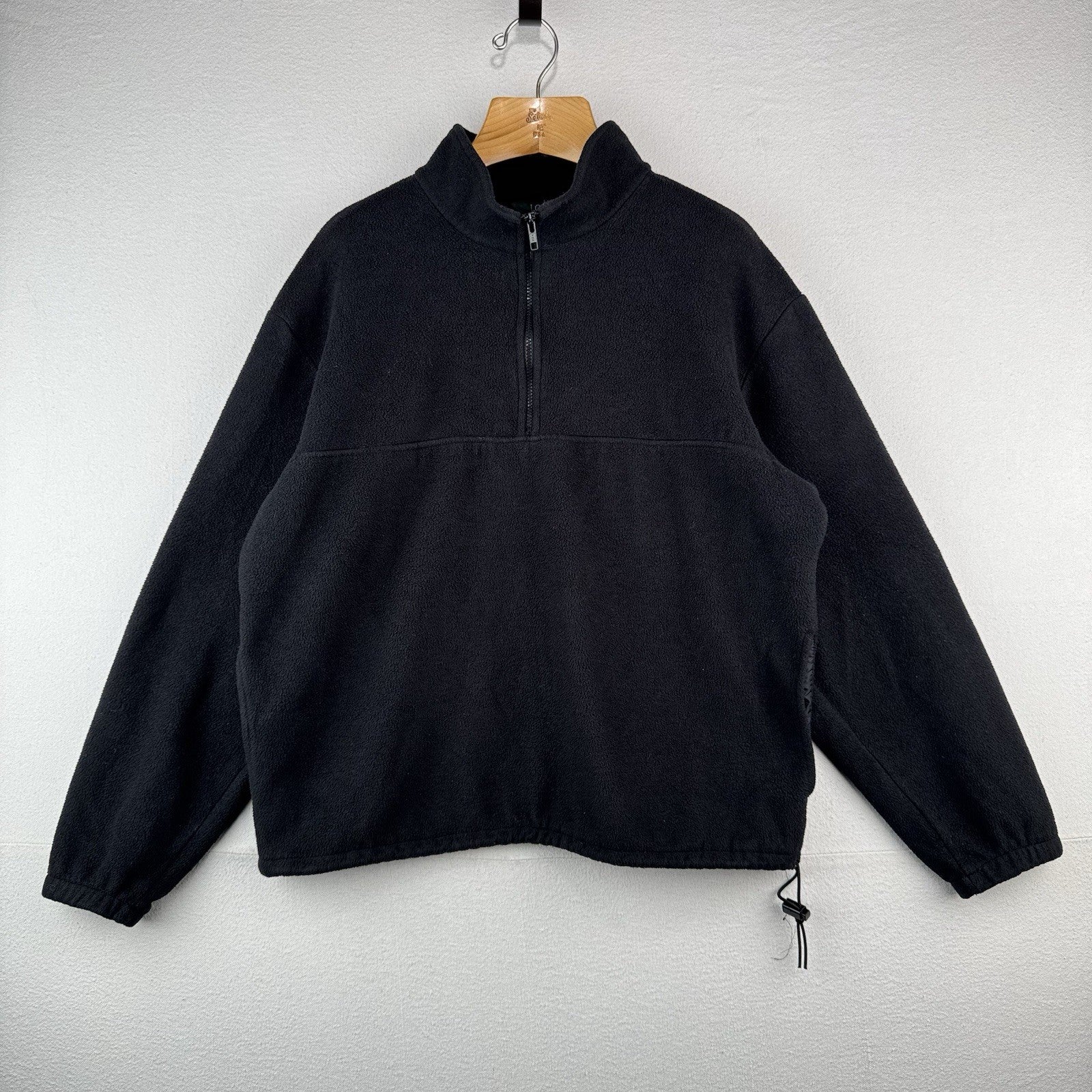 90’s Vtg J. Crew Oarsman Black Fleece Pullover 1/4 Zip Men’s Large Made in USA