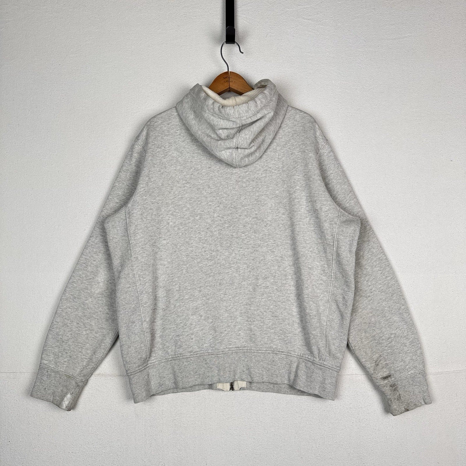 Vintage Polo Ralph Lauren Hoodie Men’s XL Gray Thermal Hood Full Zip Distressed