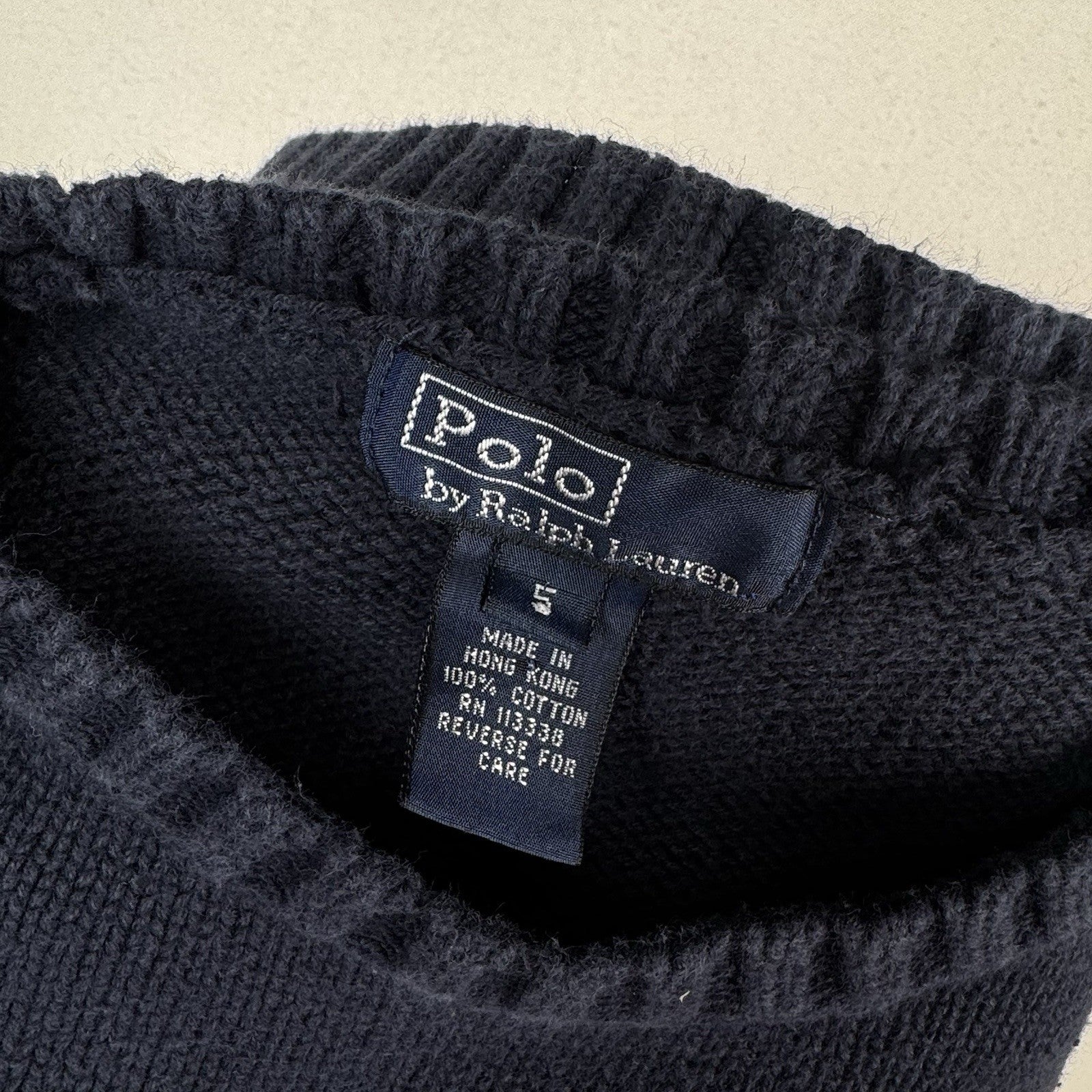 Vintage Polo Ralph Lauren Black Red Striped Pullover Crewneck Sweater Boys Sz 5