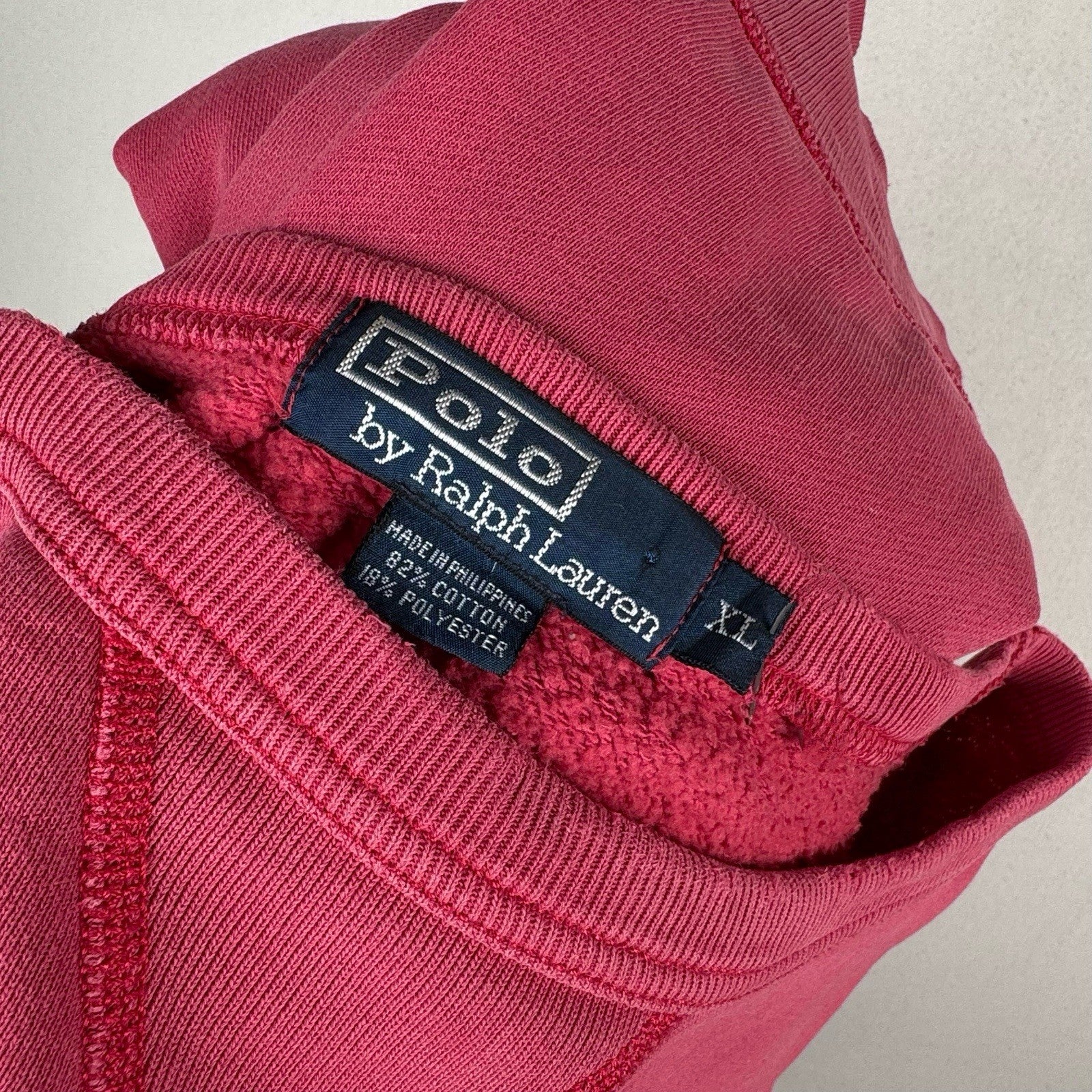 Vintage Polo Ralph Lauren Distressed Faded Pink Crewneck Sweatshirt Men’s XL