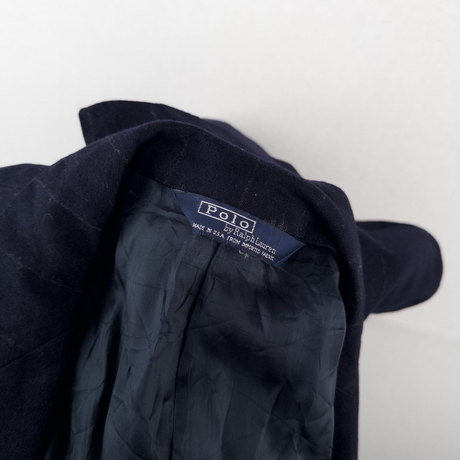 80’s Vtg Polo Ralph Lauren Dark Blue Navy Pinstripe Flannel Blazer Jacket 40 USA