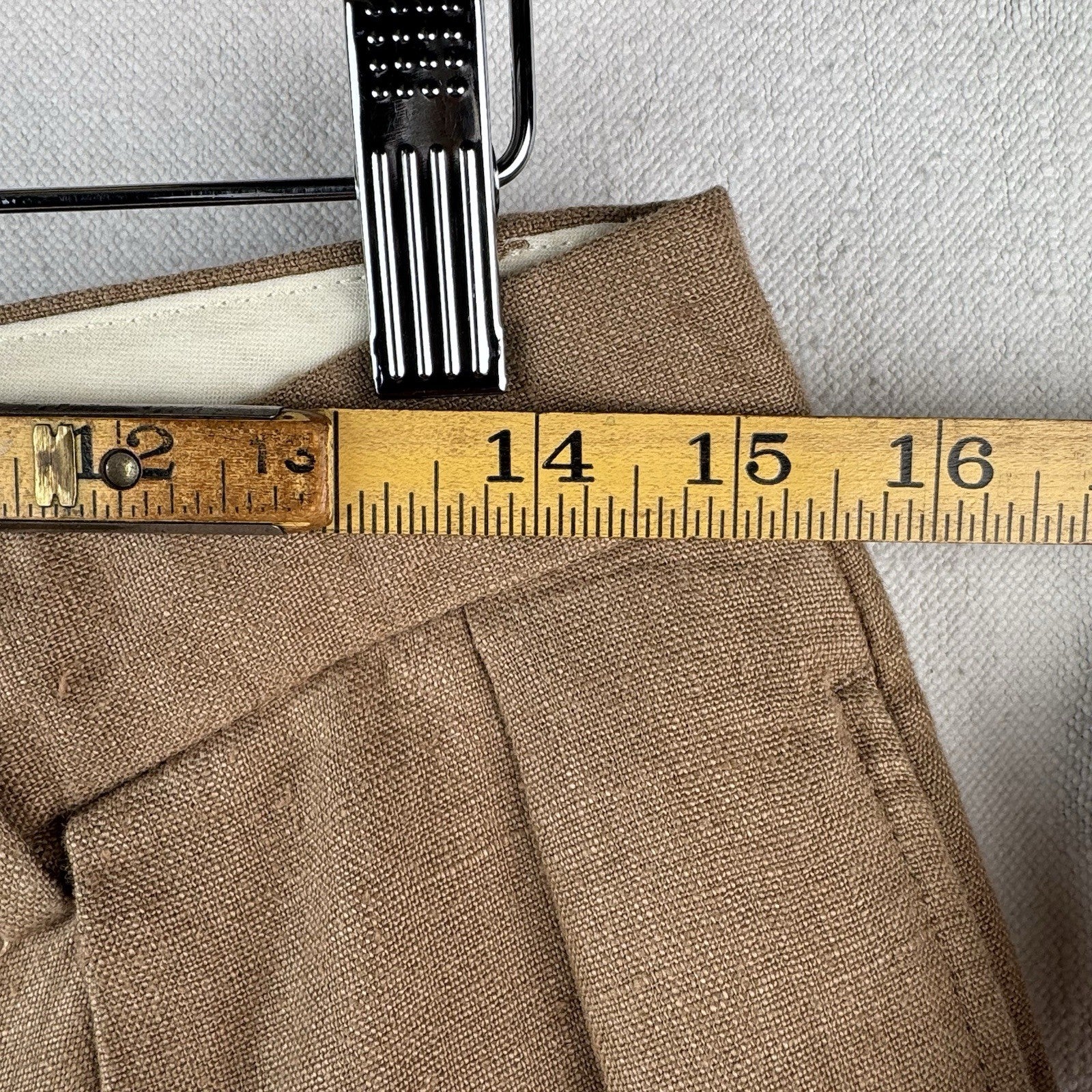 Vtg Polo Ralph Lauren Brown 100% Linen Pleated Cuffed Dress Pants Fits 30x27