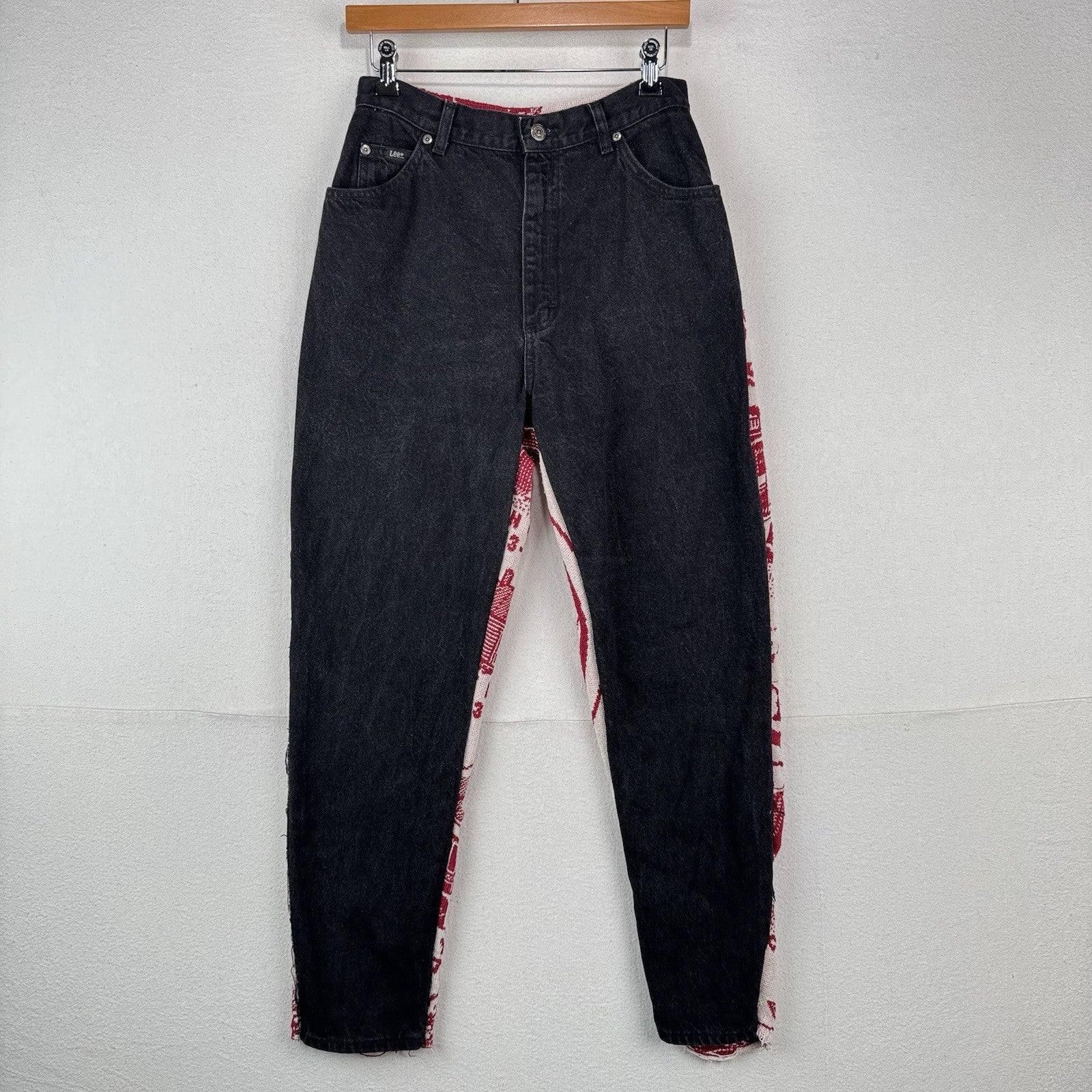 90’s Vtg Custom Lee Women 14P 28x27 High Waisted Black & Tapestry Jeans Made USA
