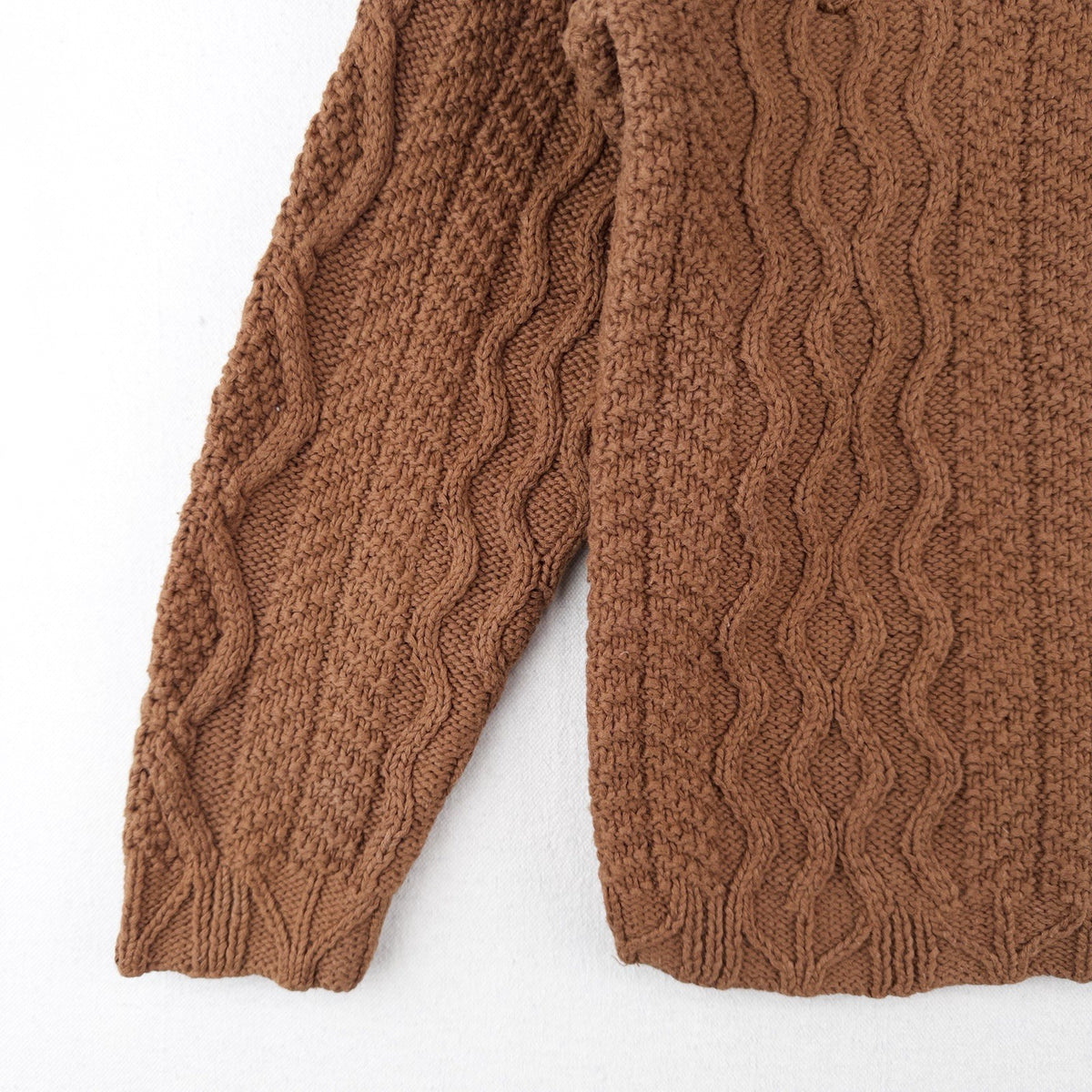 Cambridge Dry Goods Brown Cable Knit Wool Shawl Collar Sweater Women’s Small