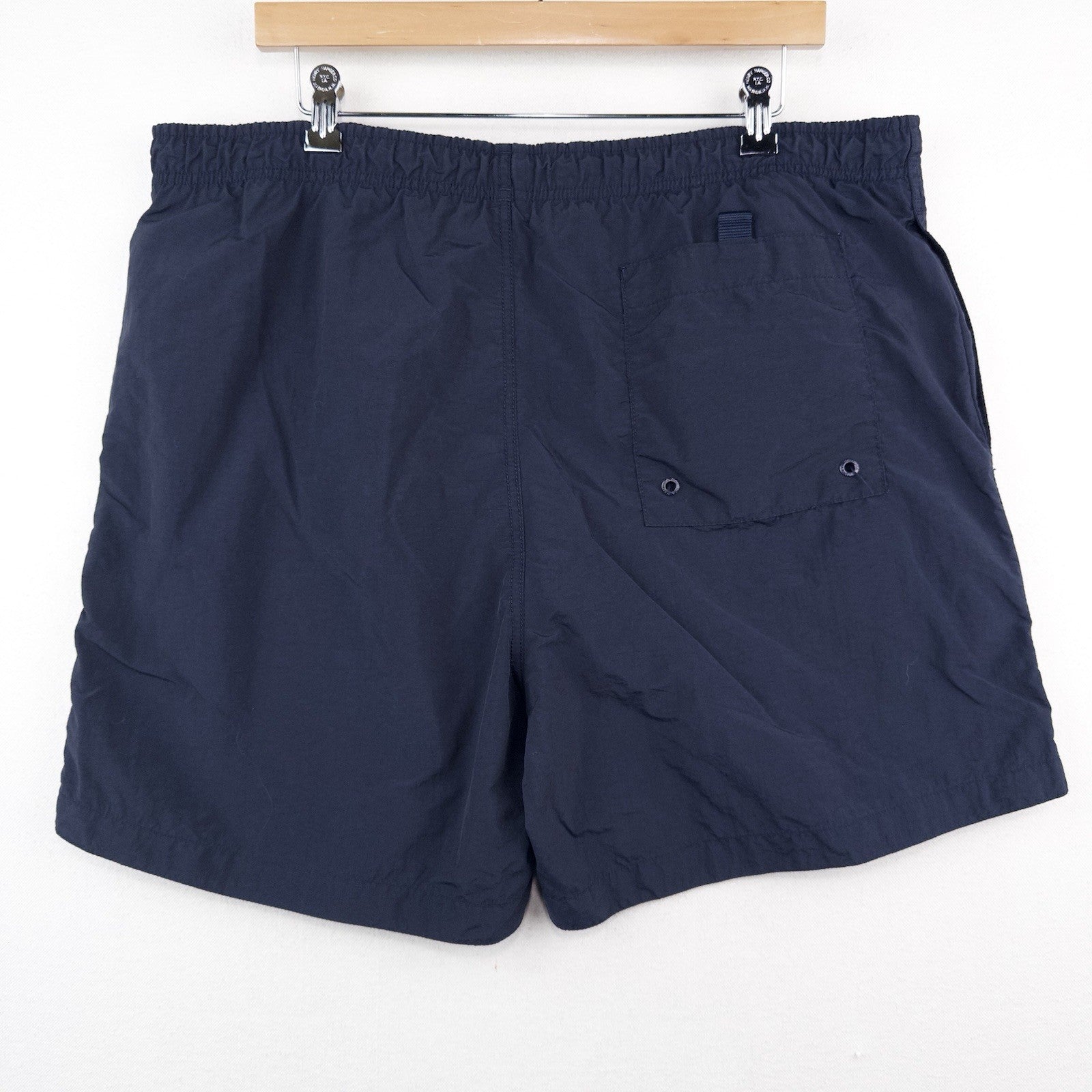 90’s Vtg Nautica Board Swim Shorts Navy Blue Lined Trunks Yellow Stripe Men’s L