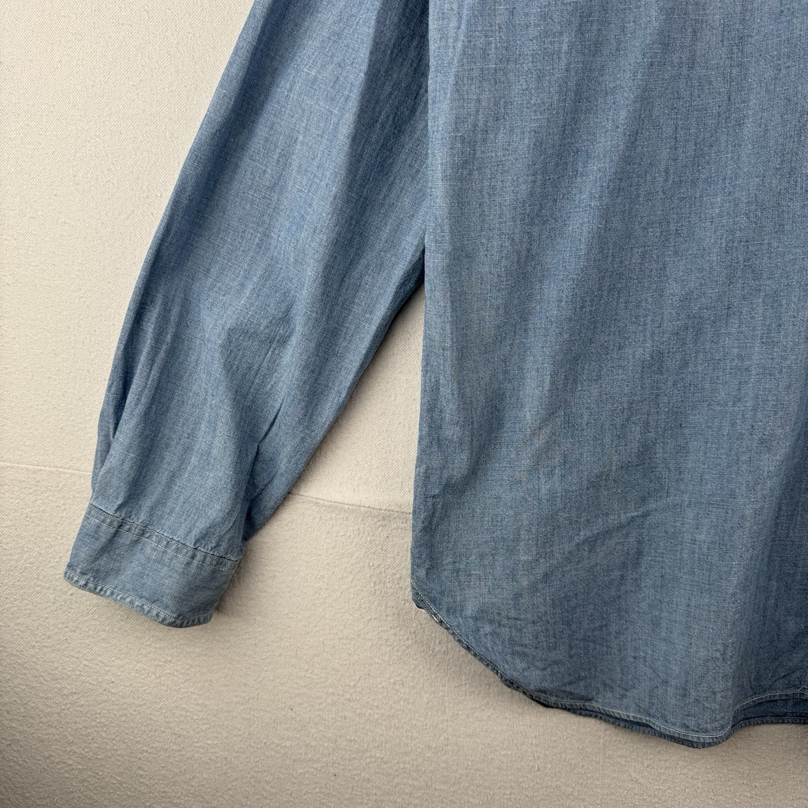 Vintage Ralph Lauren Men's XL Blue Chambray Button Down Shirt Western Workwear
