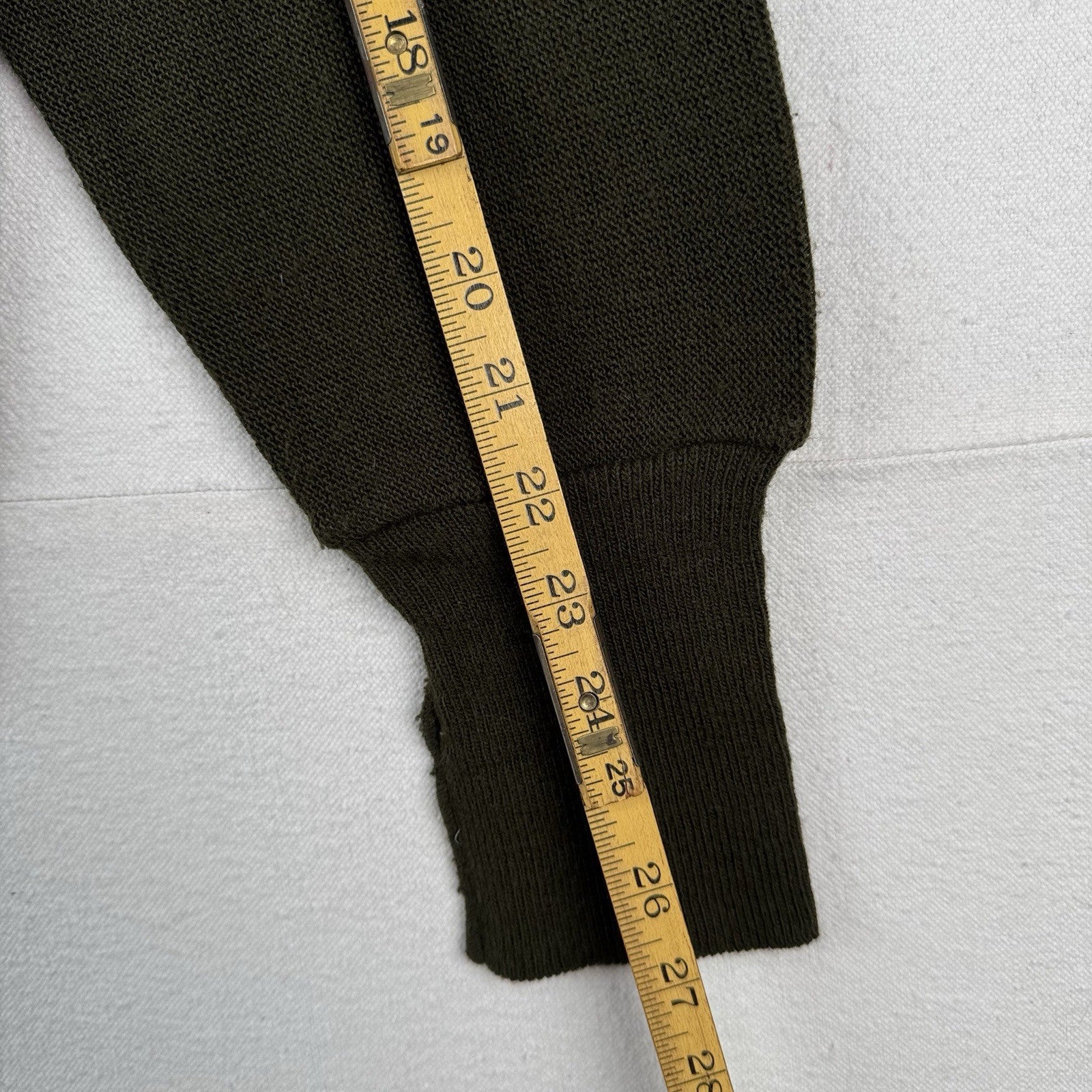 80’s Vintage Izod Cardigan Sweater Men's Large Olive Army Khaki Green Made USA