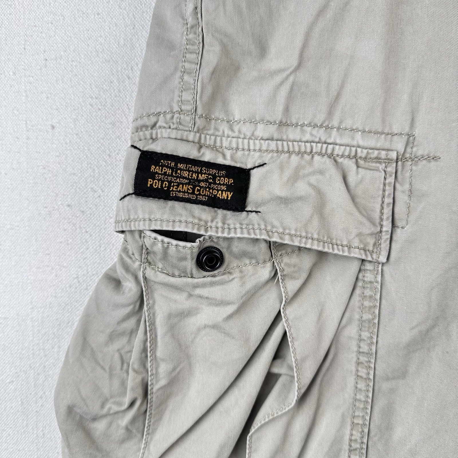 Vtg Ralph Lauren Polo Jeans Co Men’s 36 Cargo Shorts Beige Military Surplus