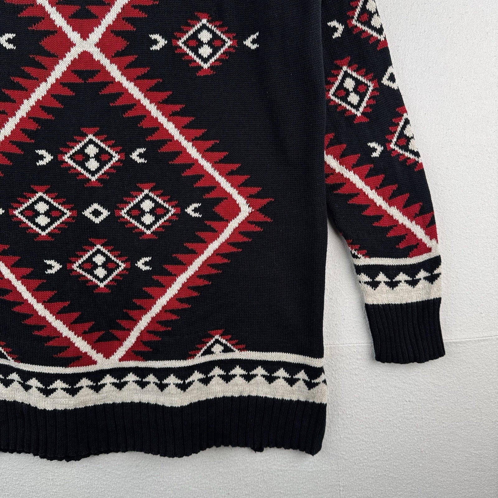 Ralph Lauren Women’s Large Blue Red Southwestern Geometric Tunic Sweater Cotton