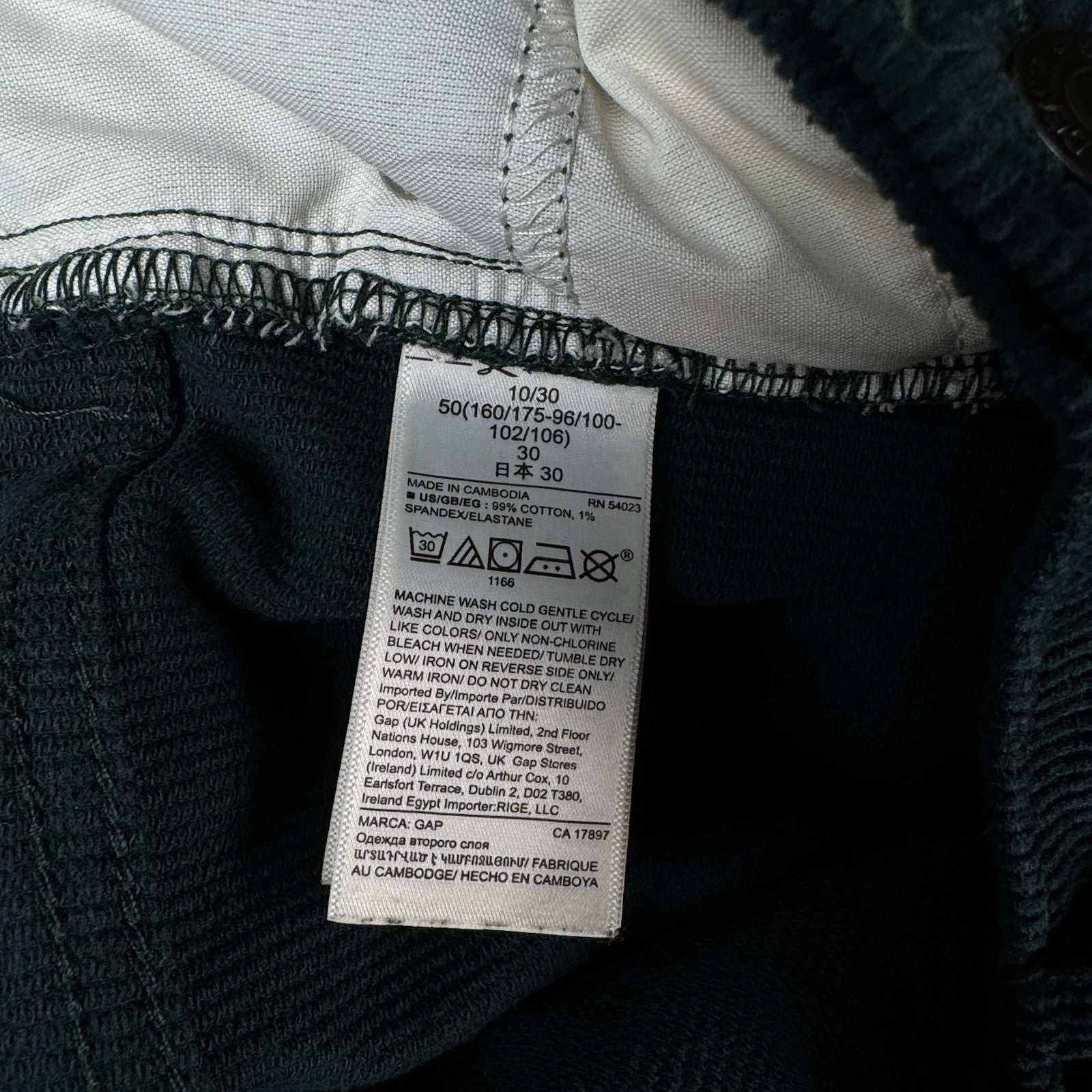 Gap Corduroy Pants Women’s 10/30 Green High Rise Stride  Wide Leg Zip 11” Leg