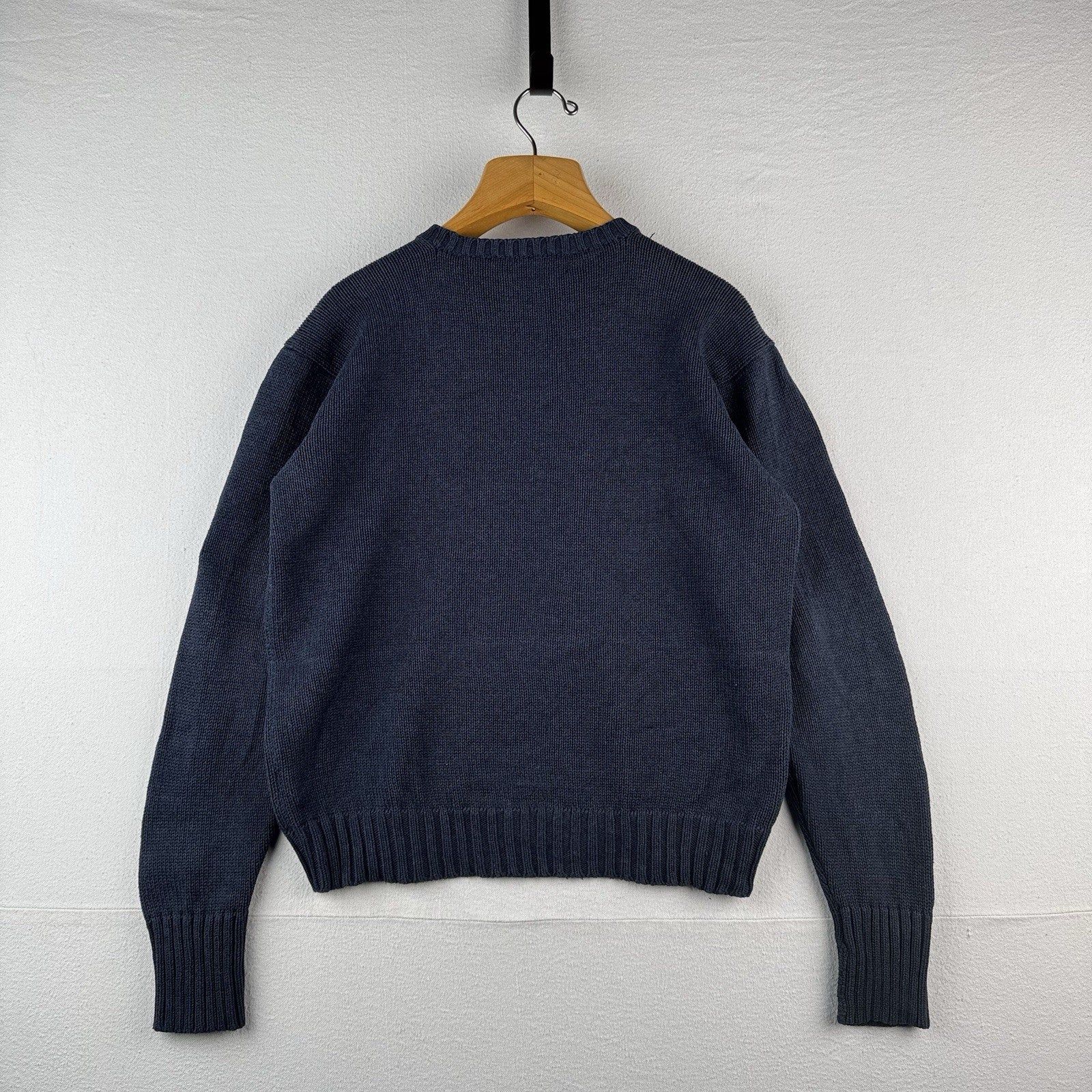 90’s Vintage Polo Ralph Lauren Sweater Men L Navy Blue Knit Pullover Blue Pony
