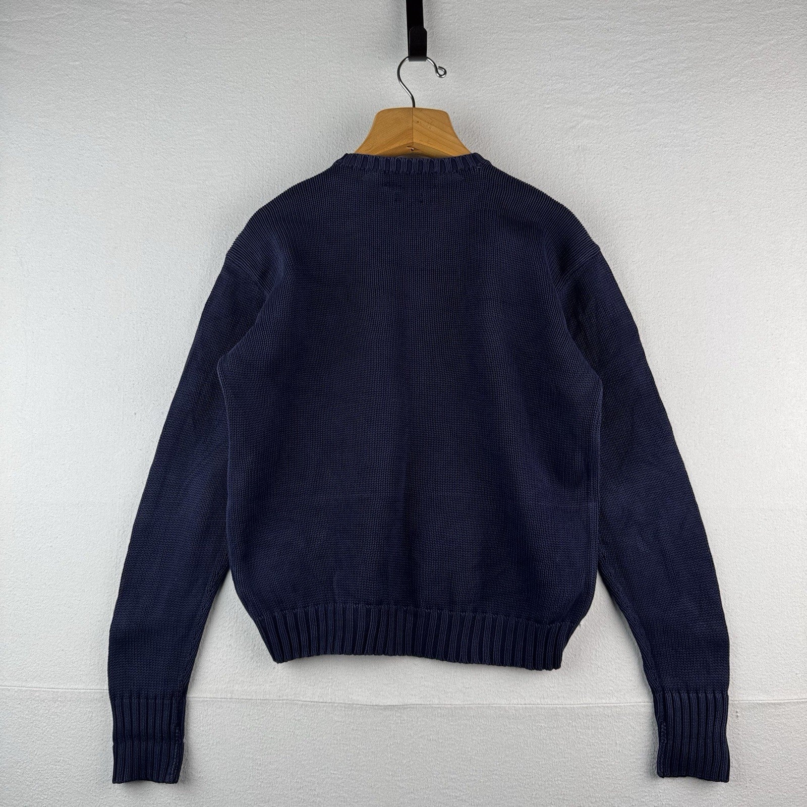 90's Vintage Polo Ralph Lauren Sweater Men's S Navy Blue Knit Crewneck Blue Pony