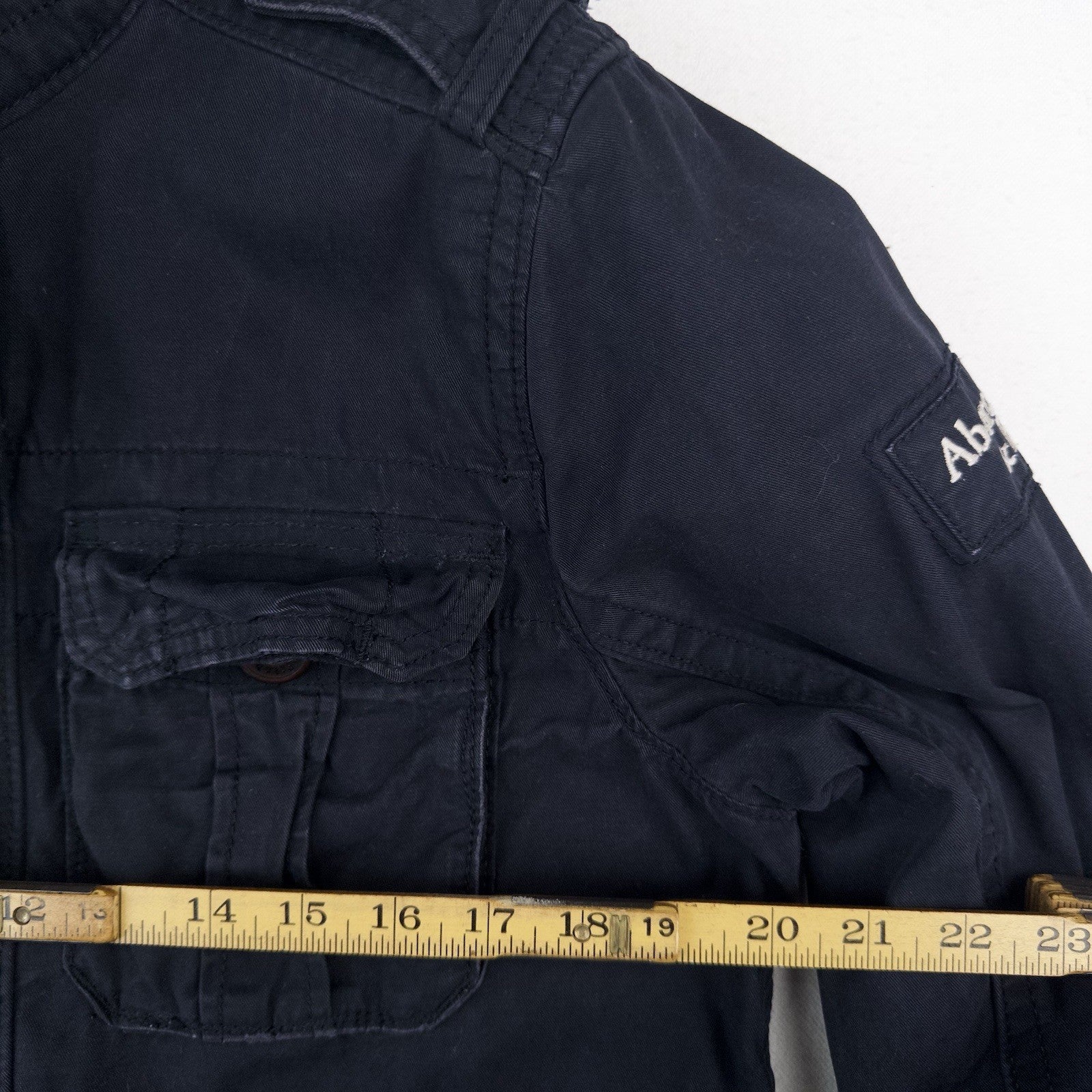 Vintage Abercrombie & Fitch Mens Medium Sentinel Cargo Military Navy Blue Jacket