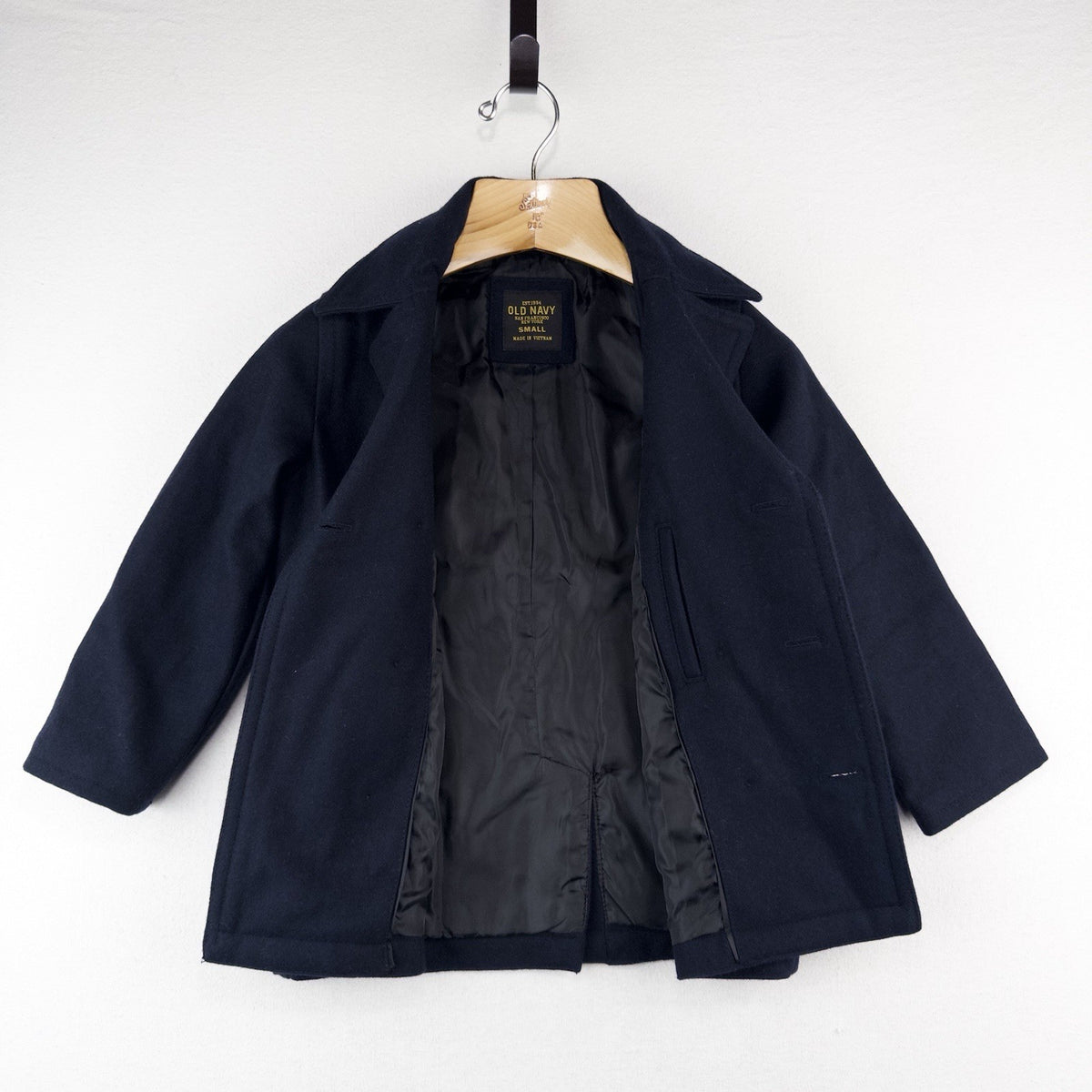 Old Navy Kids Small Navy Blue Wool Blend Peacoat Jacket *Missing Button
