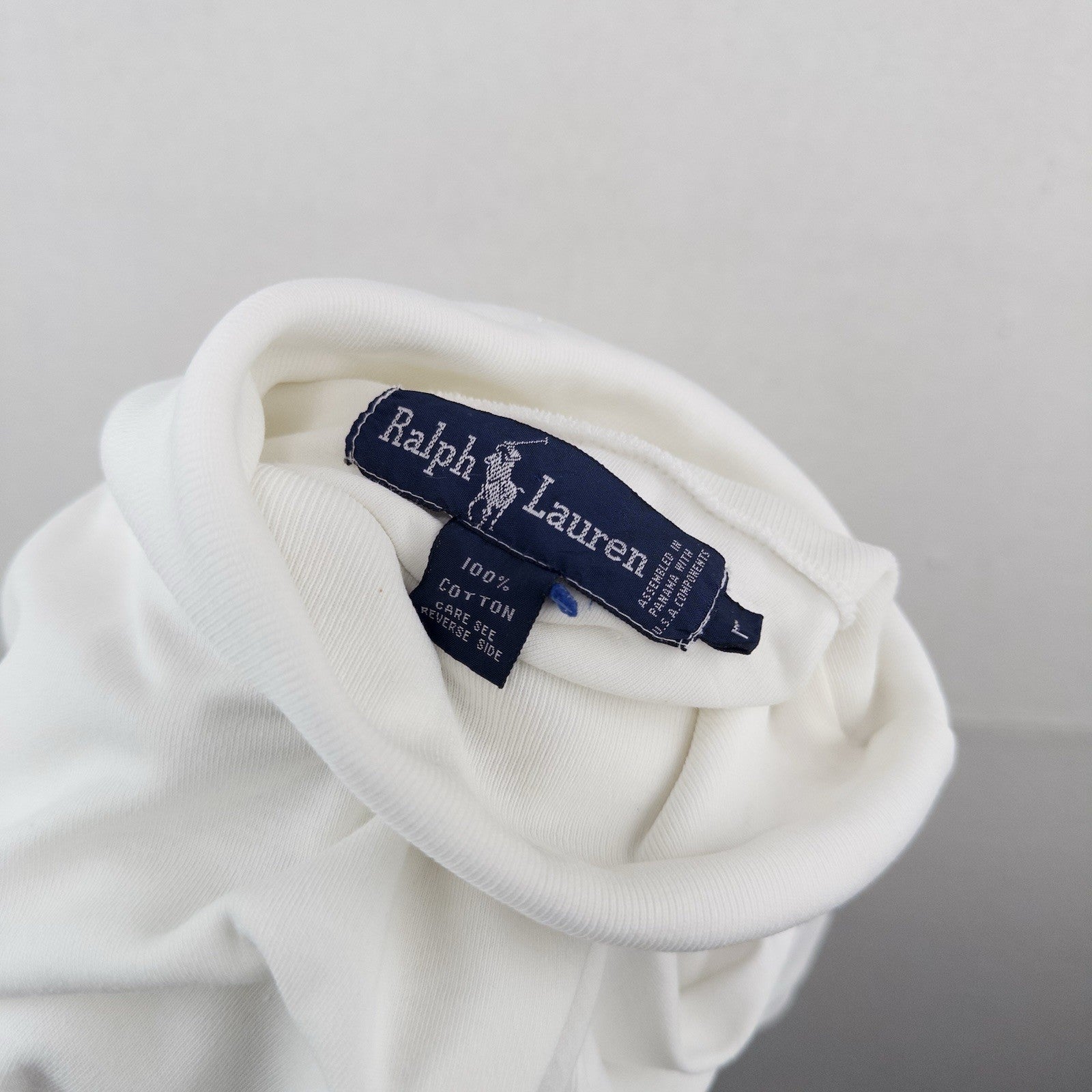 80s Vtg Polo Ralph Lauren White Mens L Turtleneck Shirt Long Sleeve USA