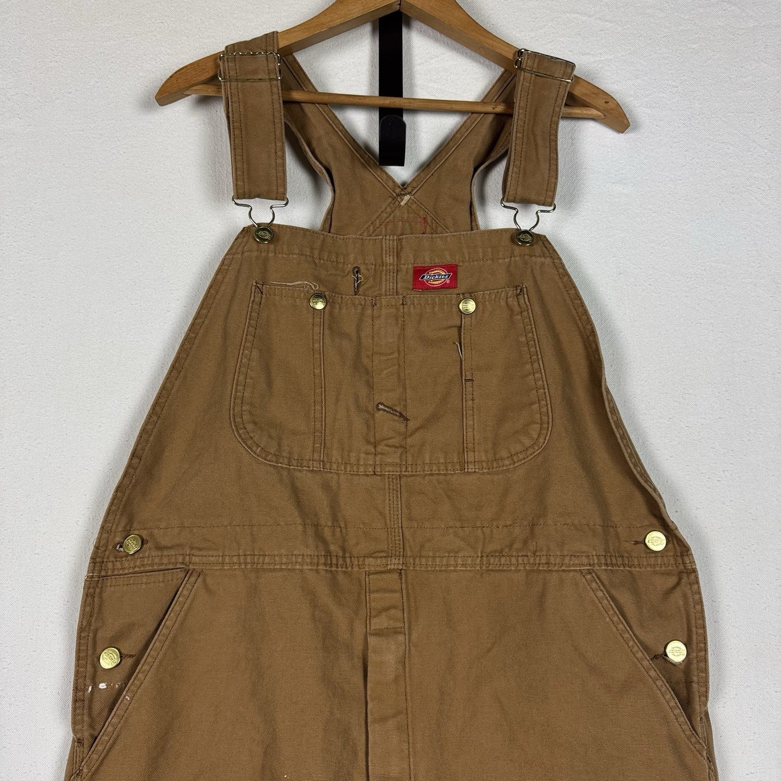 Dickies Dungarees Men’s 36x32 Duck Brown Bib Overalls Work Wear Canvas Carpenter