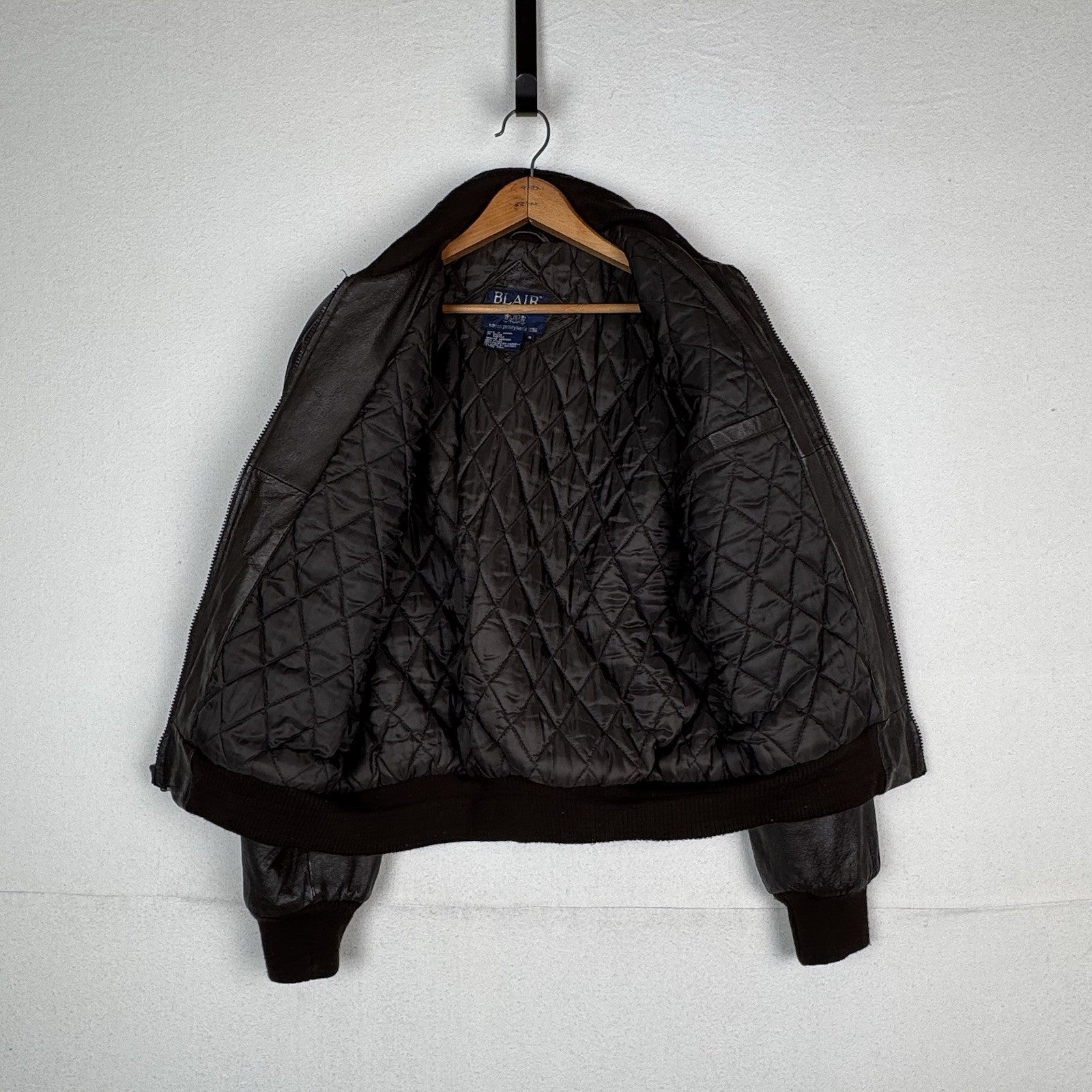 John Blair Leather Western Bomber Aviator Jacket Brown Mens’s Small