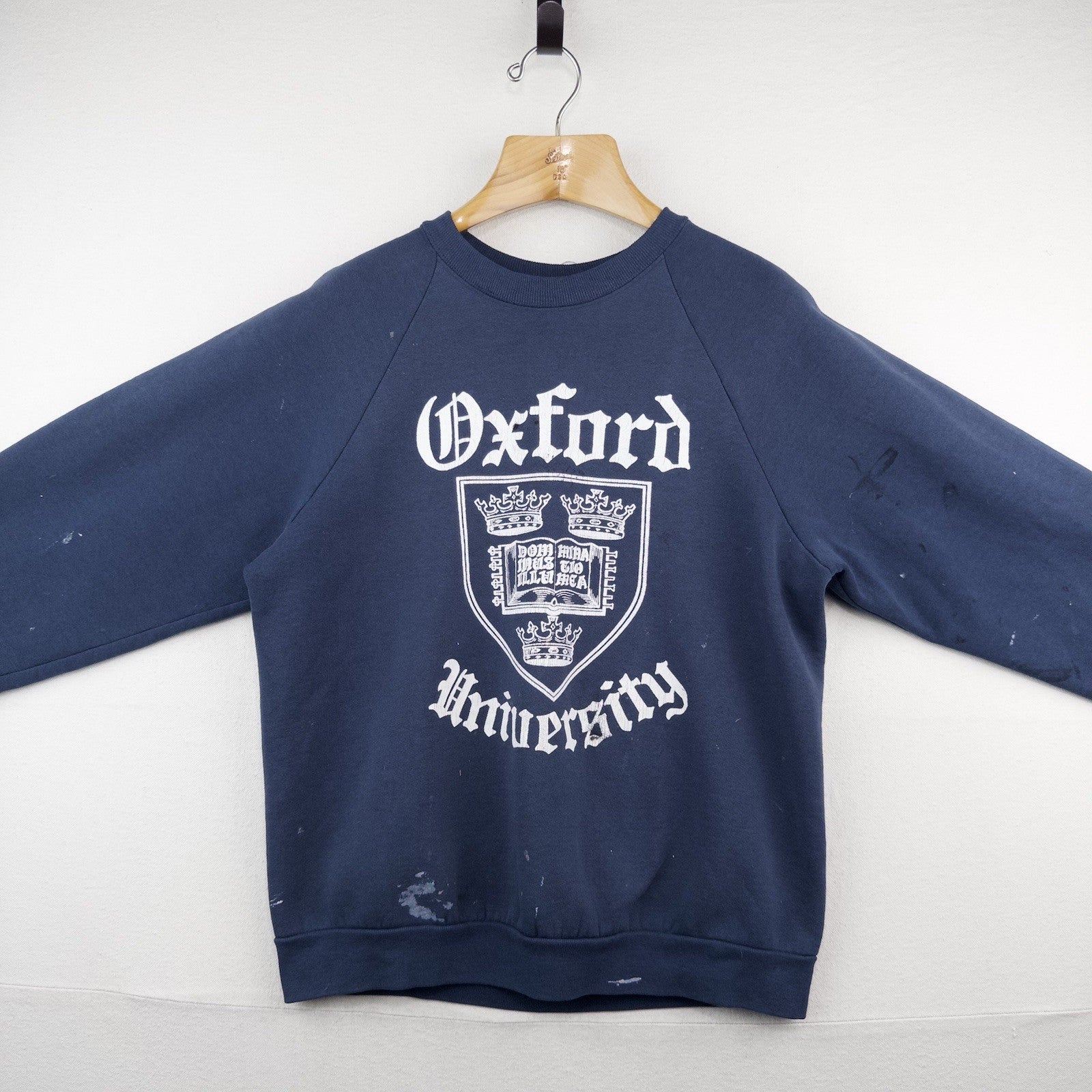 80’s Vtg Oxford University Raglan Crewneck Sweatshirt Men’s Large Blue Made USA